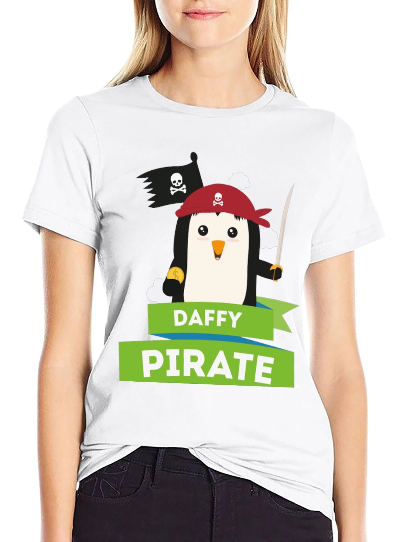 Daffy Pirate Penguin Graphic T-Shirt