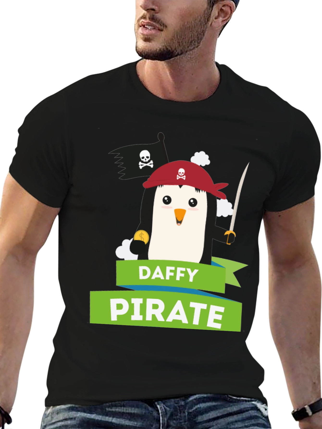 Daffy Pirate Penguin Graphic T-Shirt