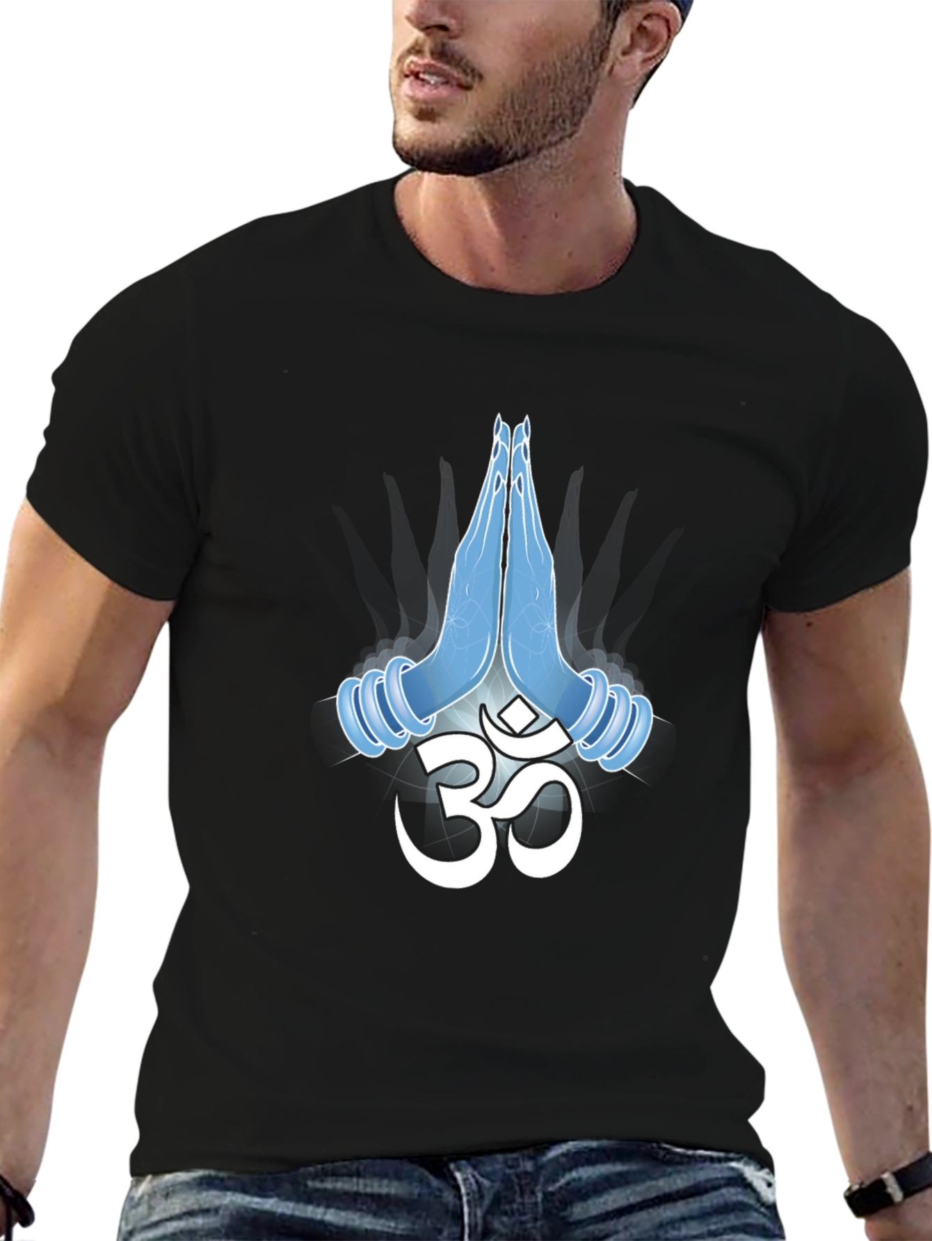 Om Namaste Hands Graphic Black T-Shirt