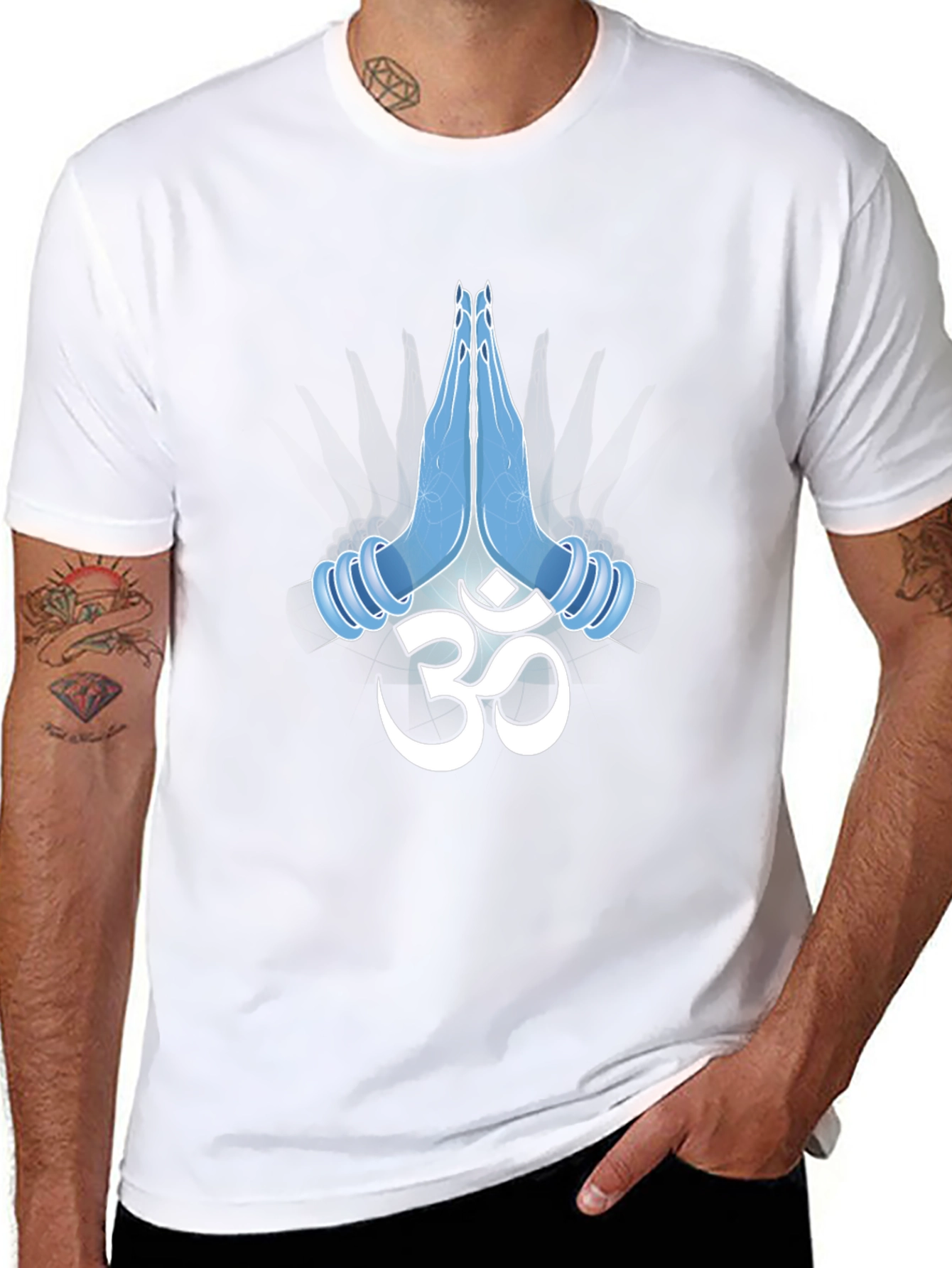 Om Namaste Hands Graphic Black T-Shirt