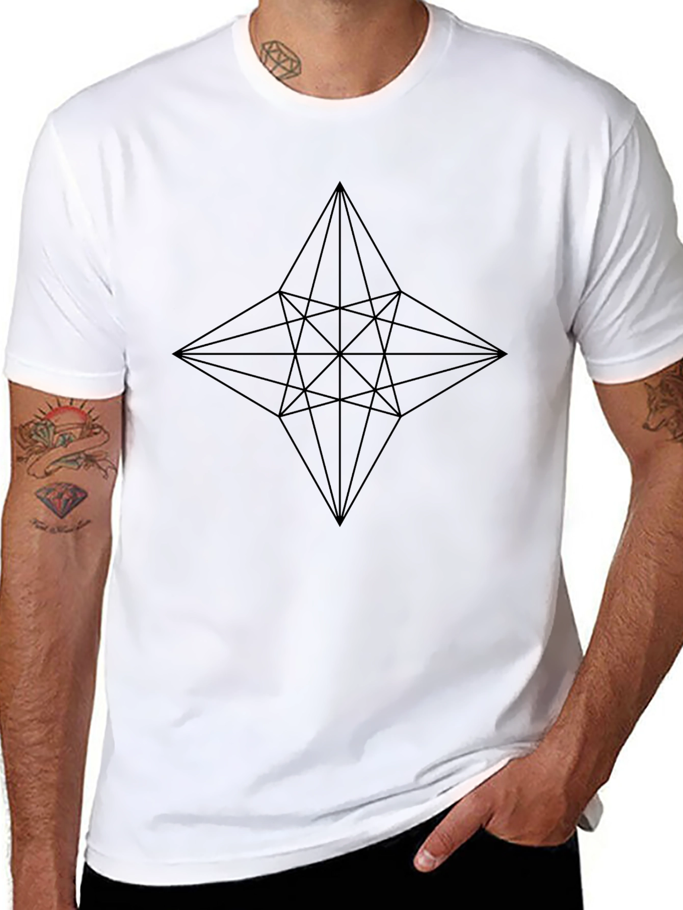 Geometric Star Black T-Shirt