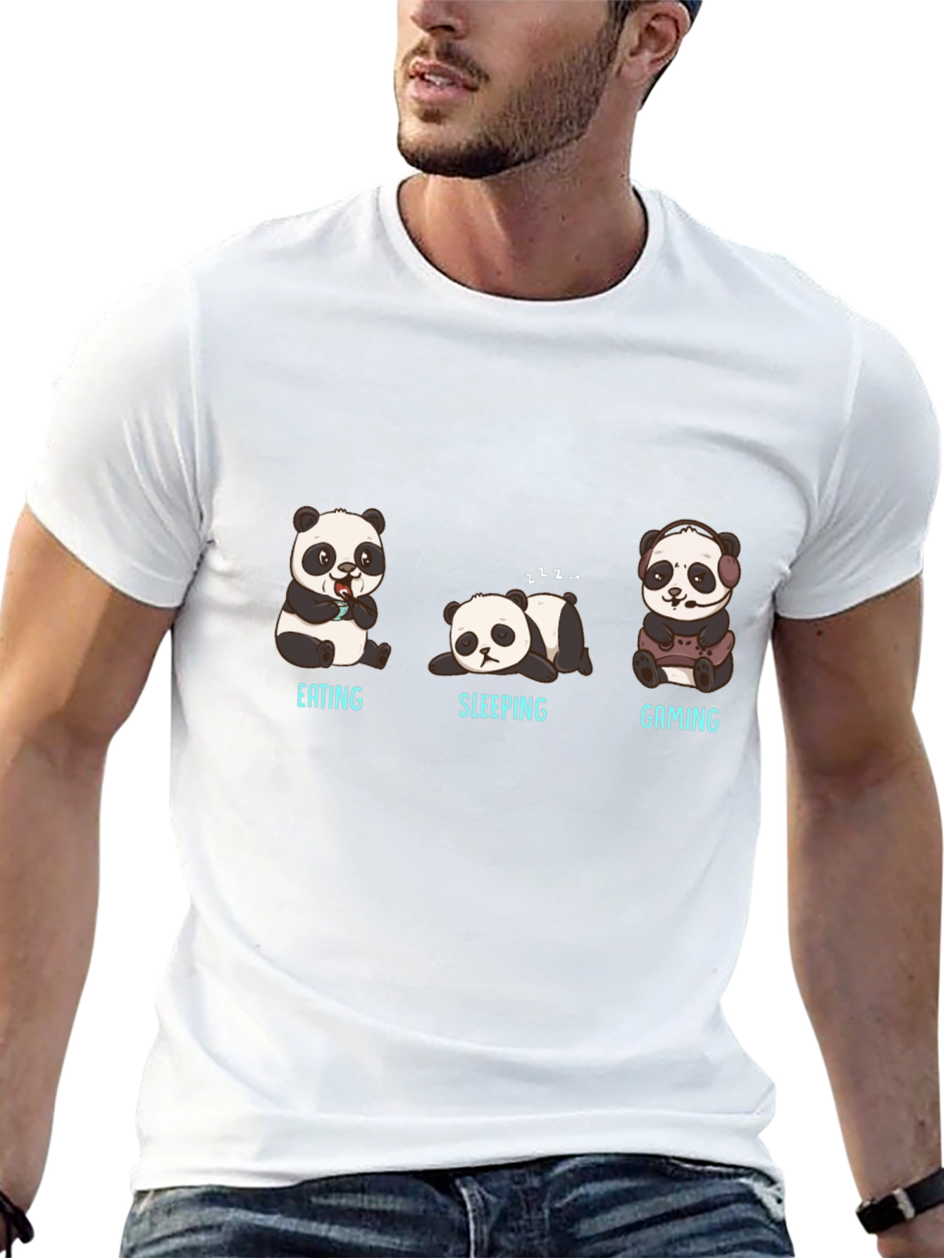 Panda Eating Sleeping Gaming T-Shirt