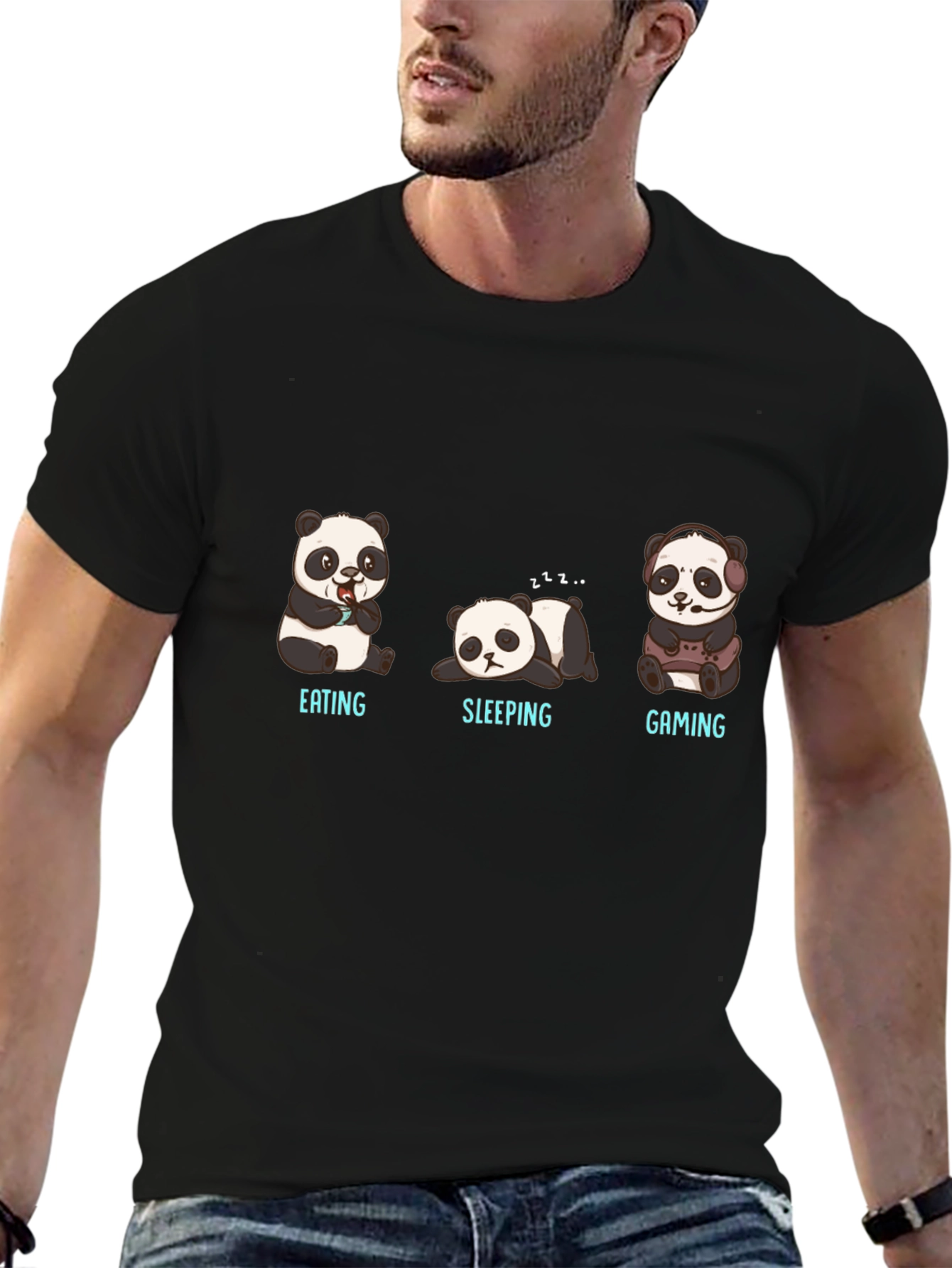 Panda Eating Sleeping Gaming T-Shirt