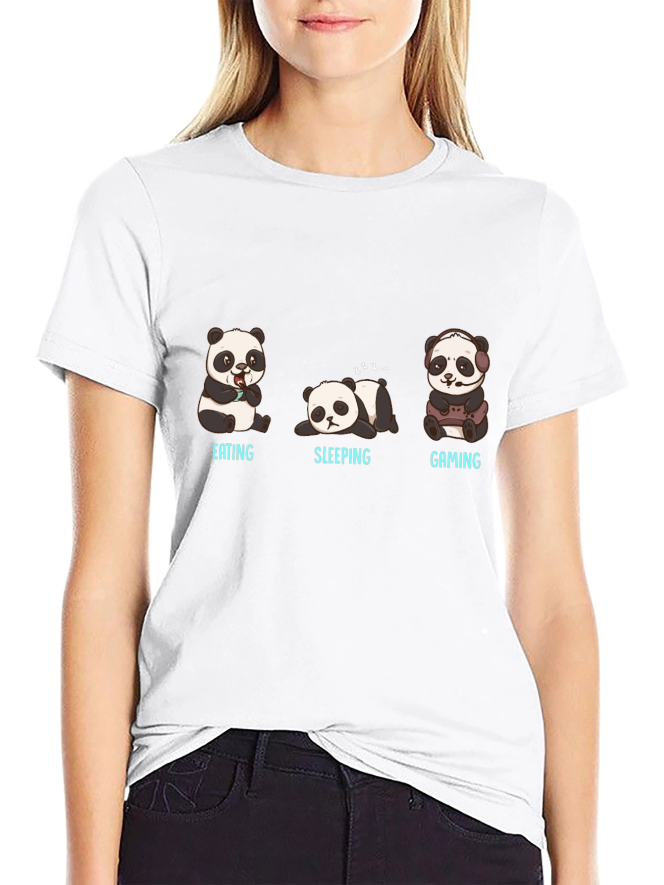 Panda Eating Sleeping Gaming T-Shirt