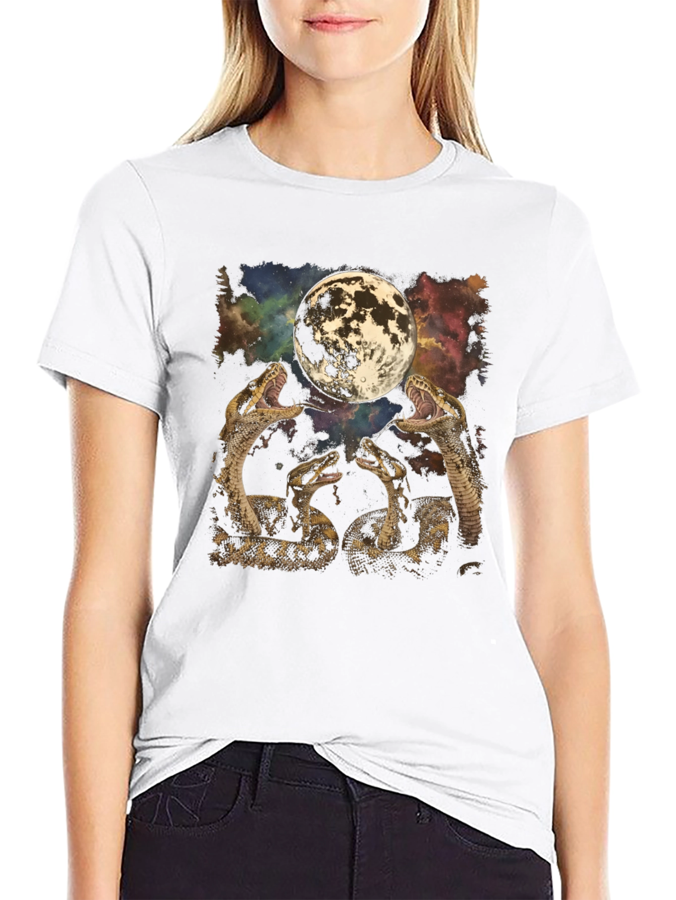 Snakes and Moon Graphic T-Shirt
