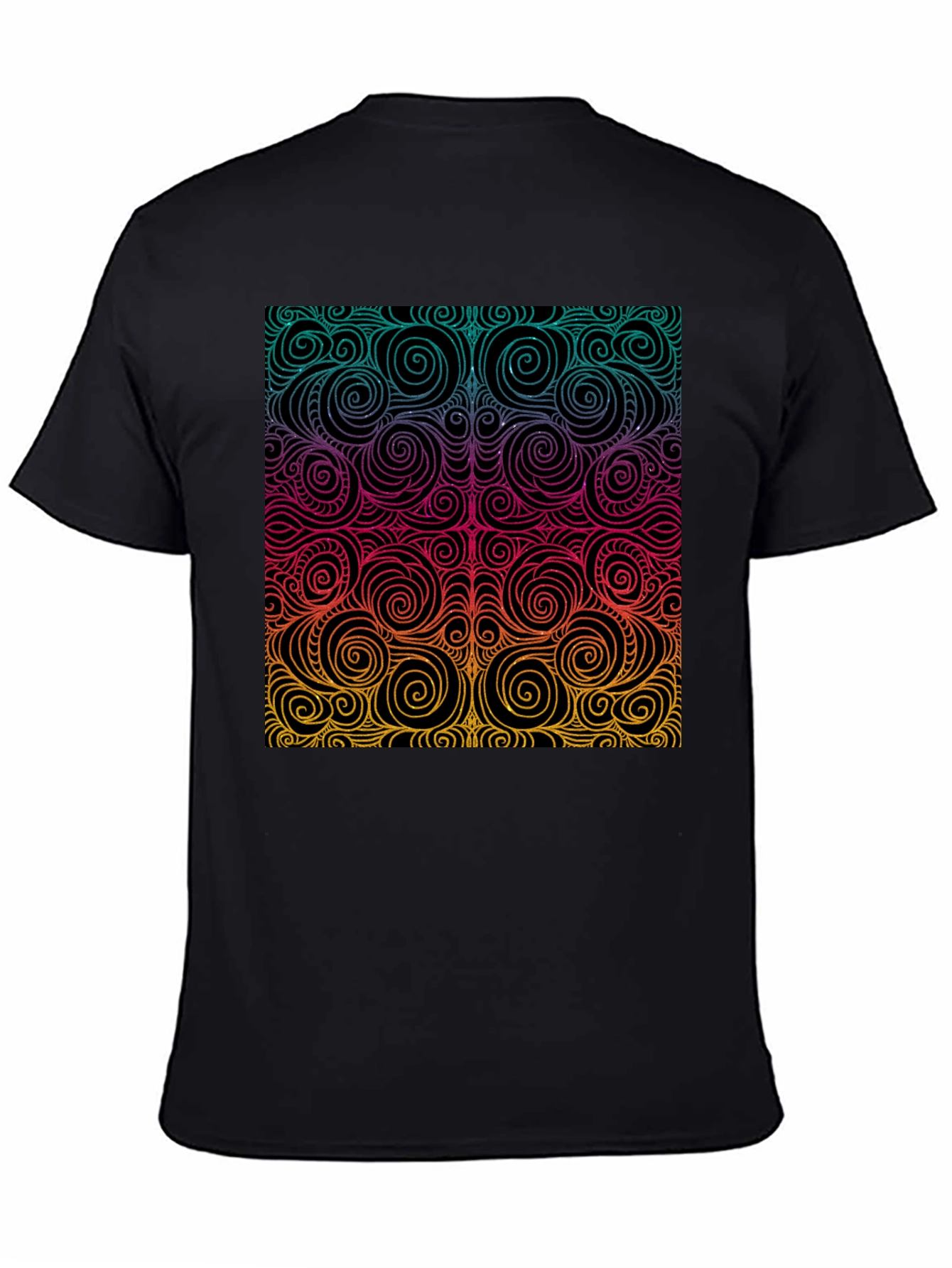 Vibrant Swirl Pattern Black T-Shirt