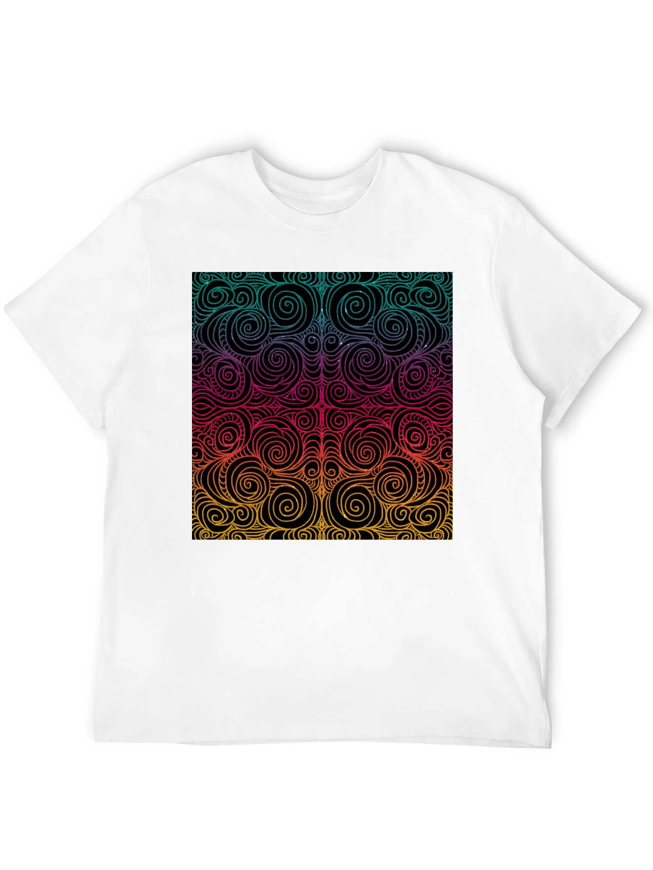 Vibrant Swirl Pattern Black T-Shirt
