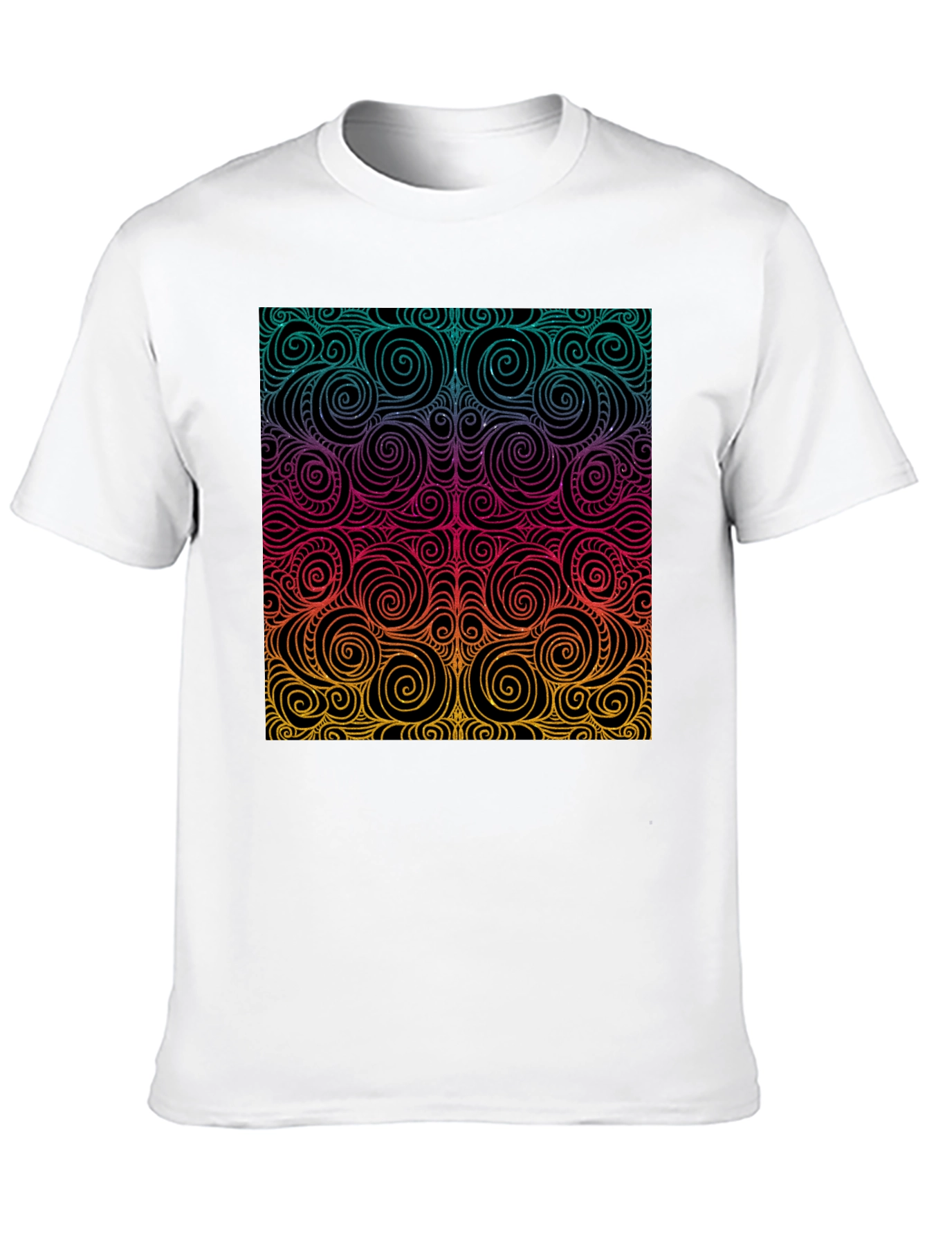 Vibrant Swirl Pattern Black T-Shirt