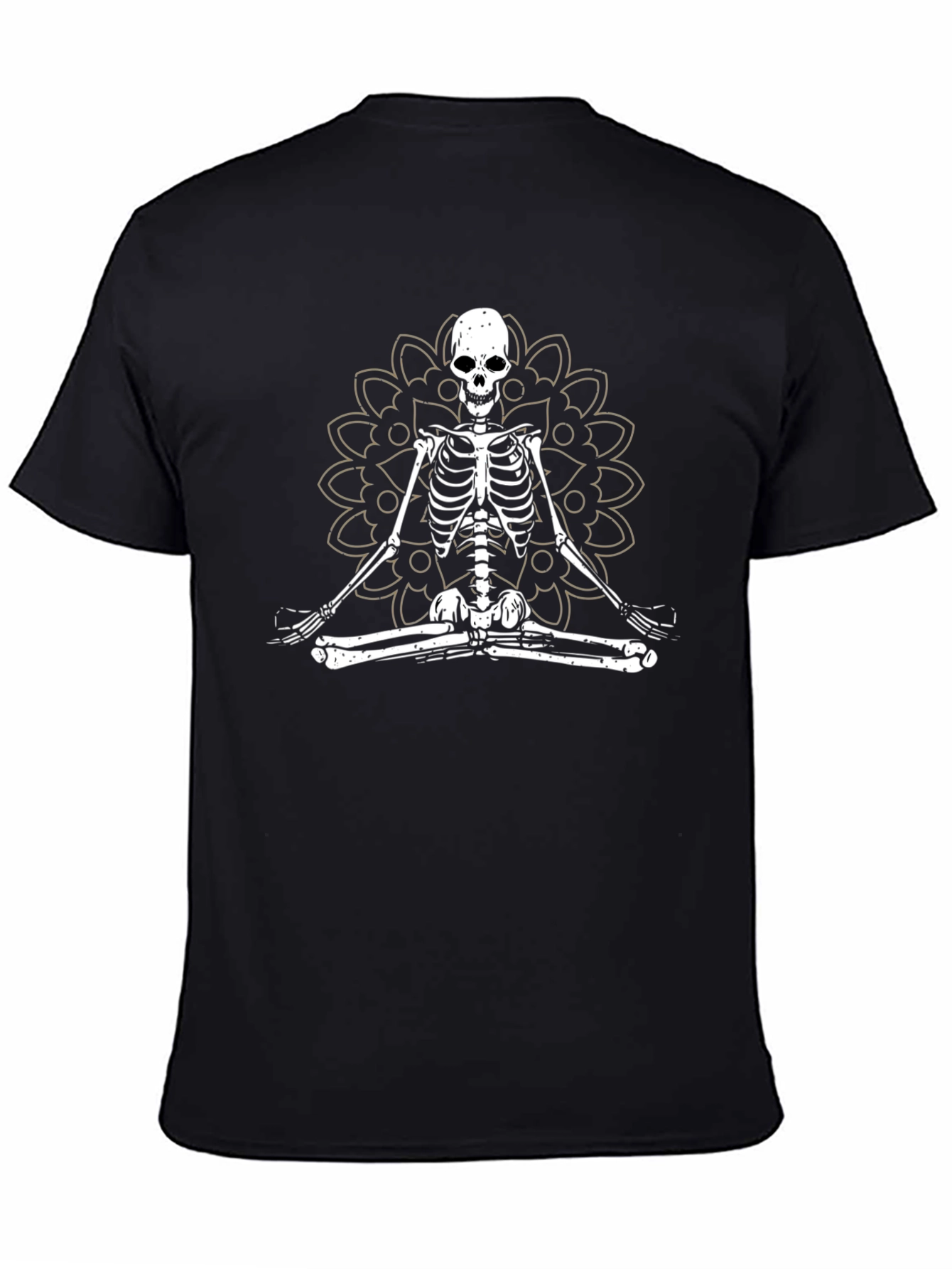 Meditating Skeleton Mandala Graphic T-Shirt
