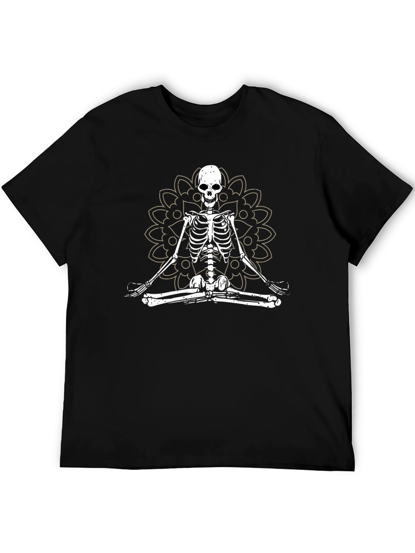 Meditating Skeleton Mandala Graphic T-Shirt