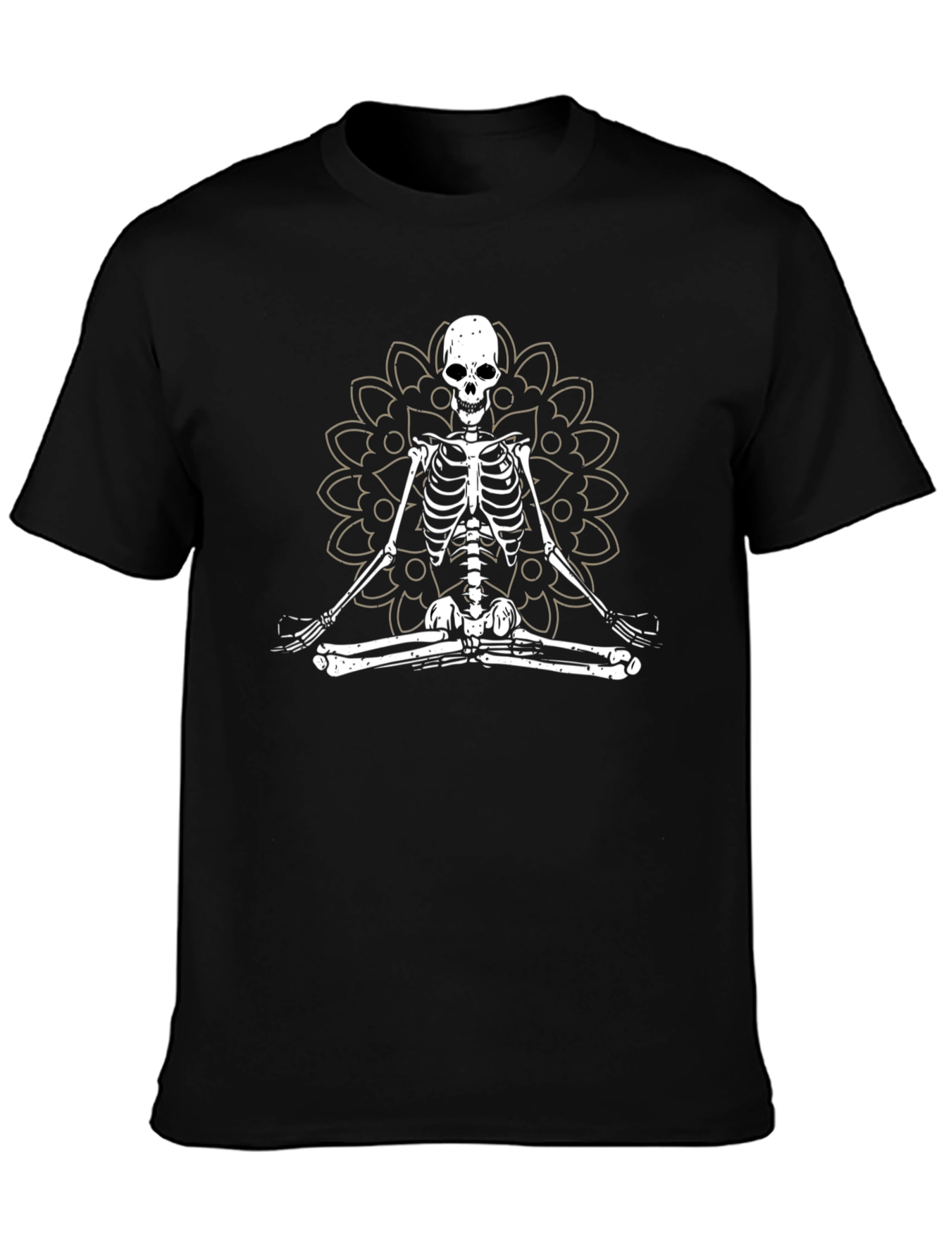 Meditating Skeleton Mandala Graphic T-Shirt