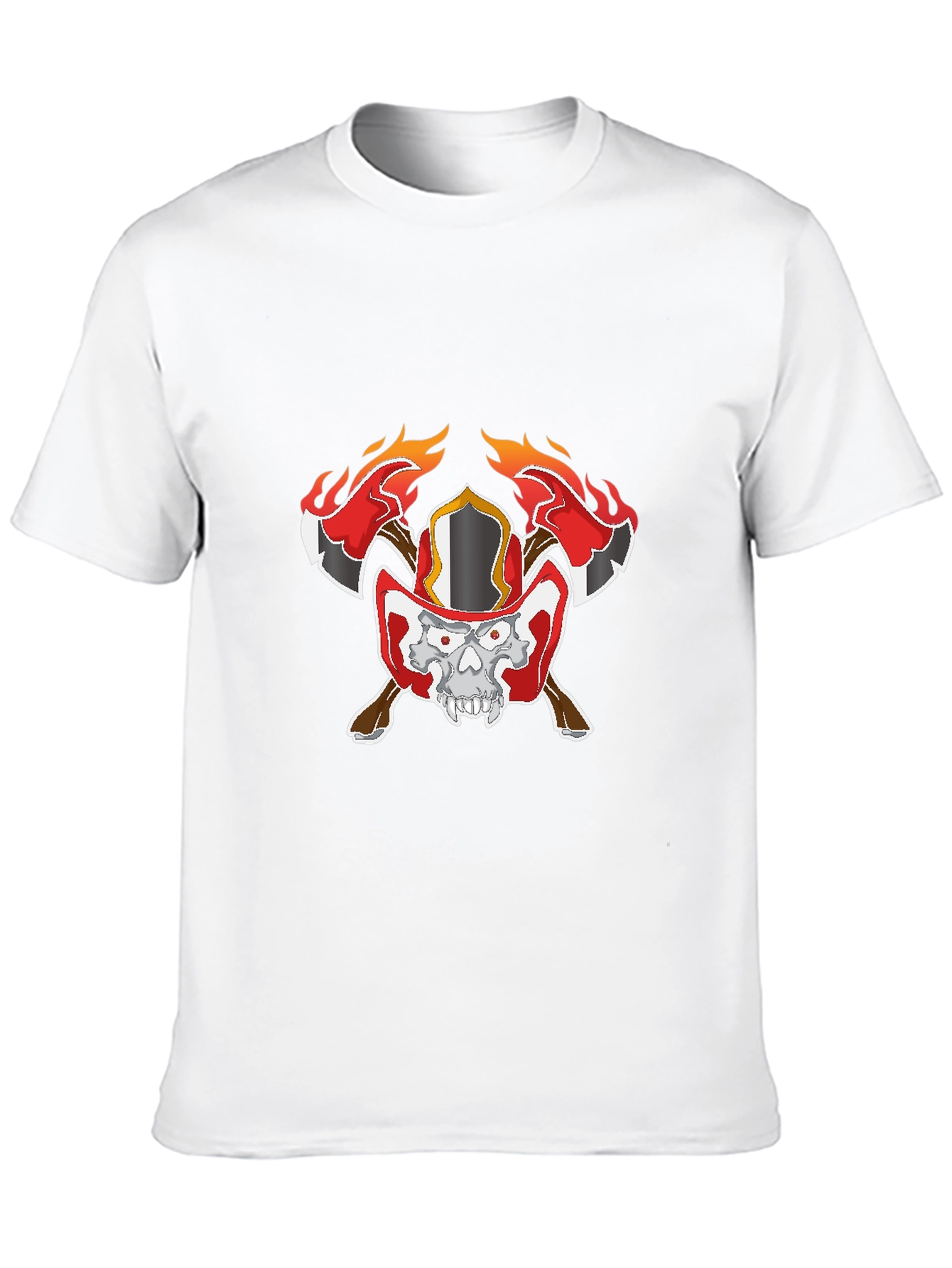Skull Firefighter Graphic Black T-Shirt