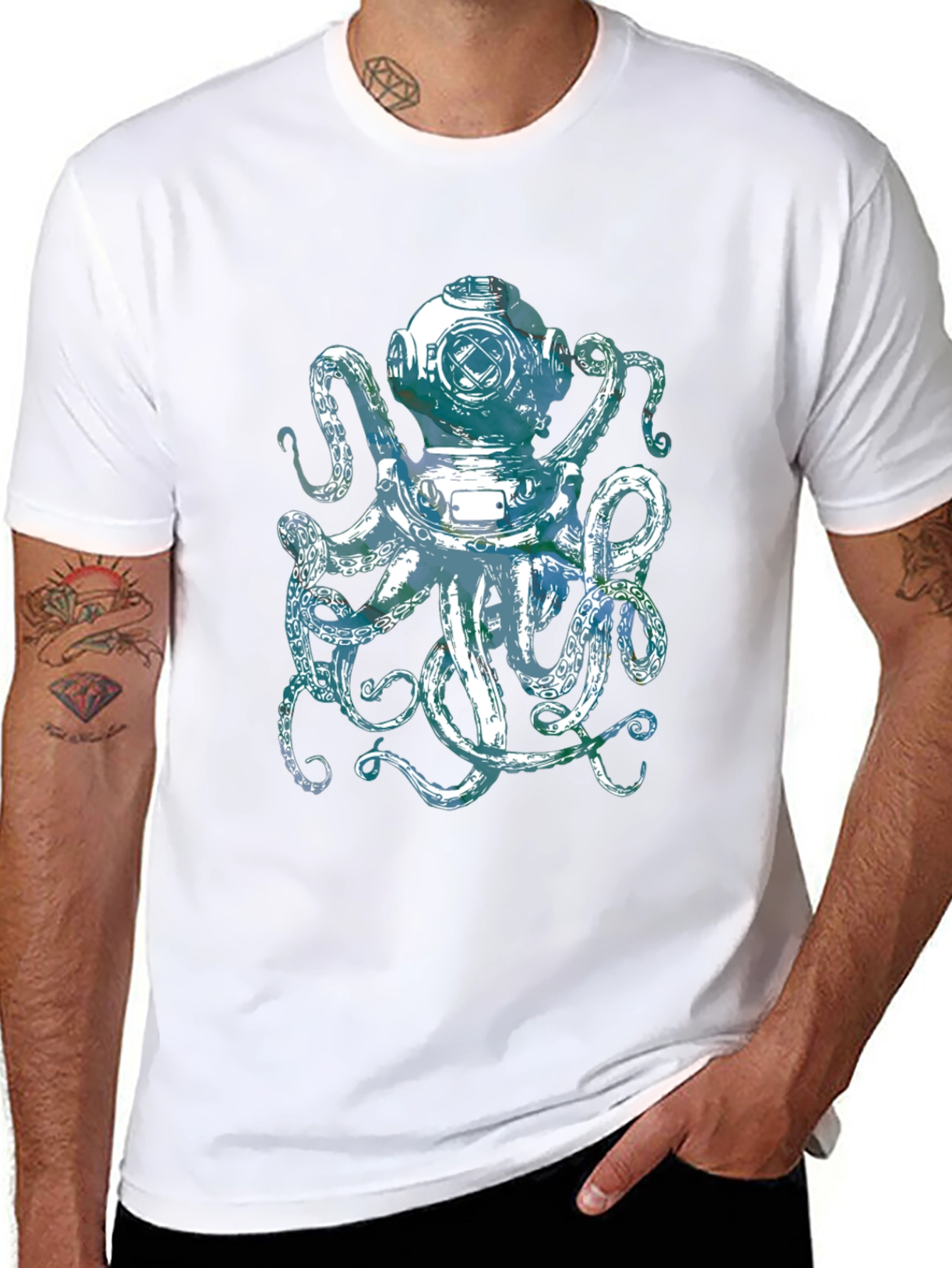 Octopus Diver Helmet Graphic Tee