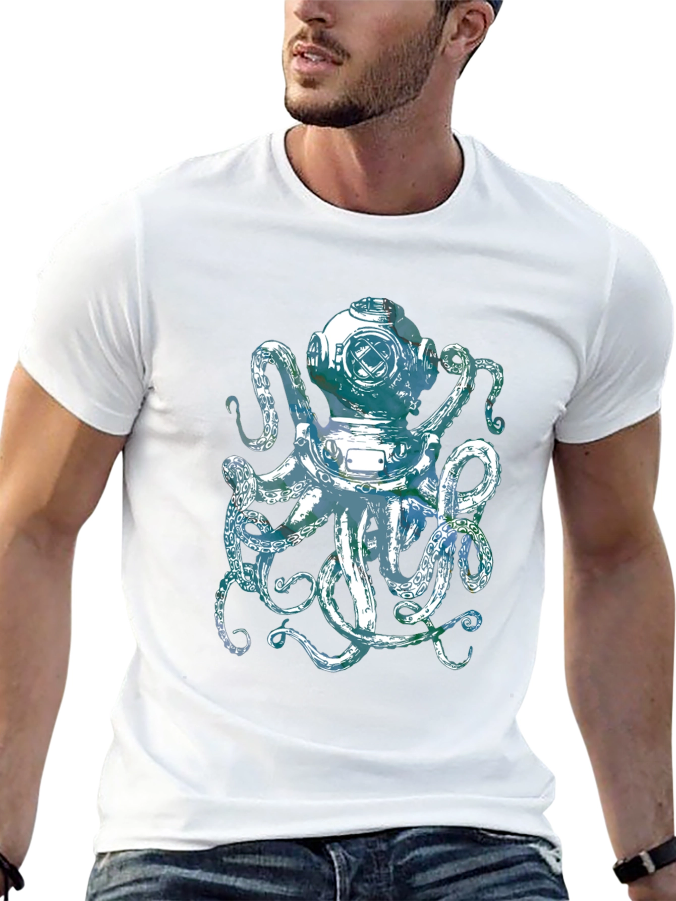 Octopus Diver Helmet Graphic Tee