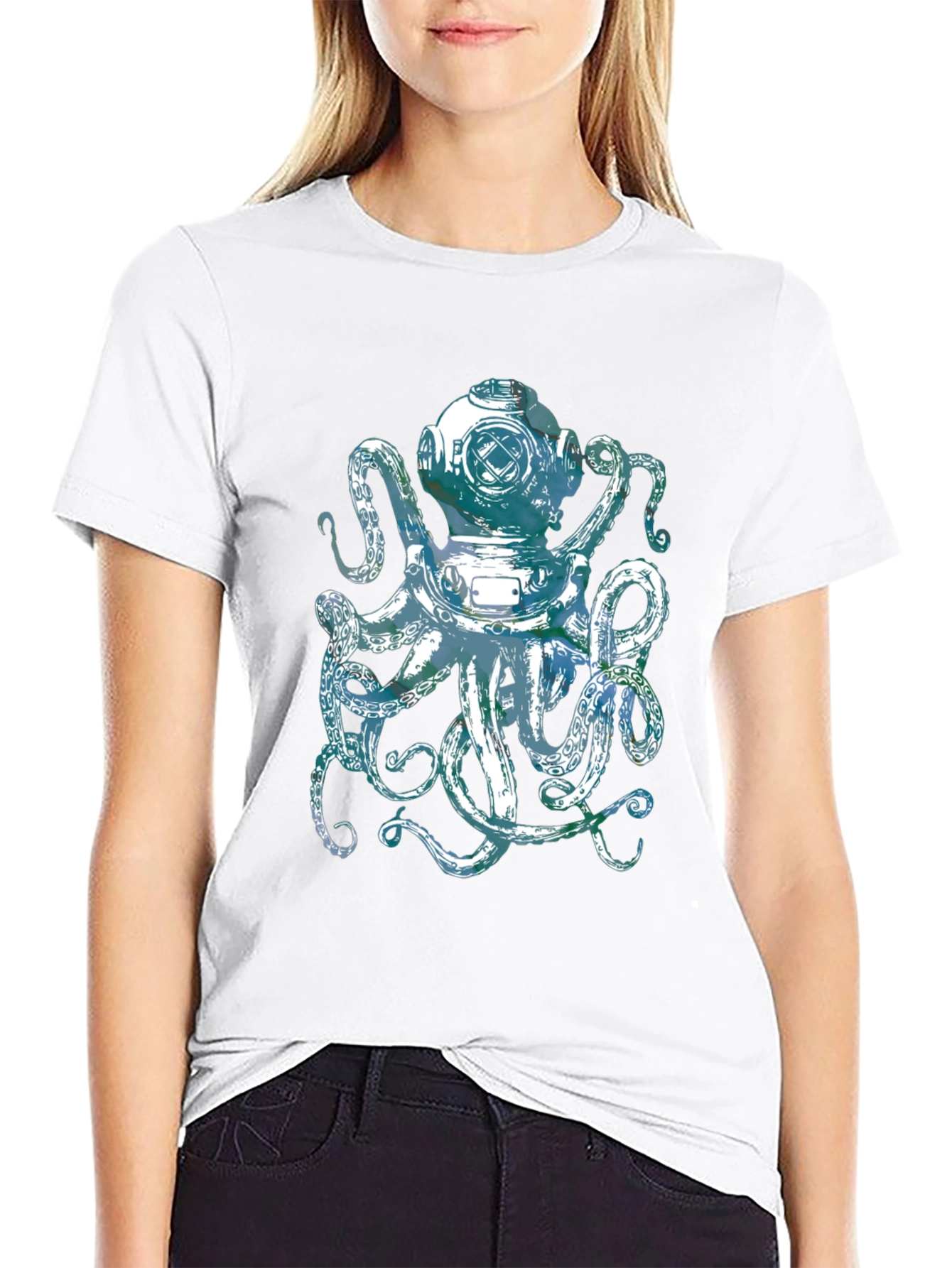Octopus Diver Helmet Graphic Tee