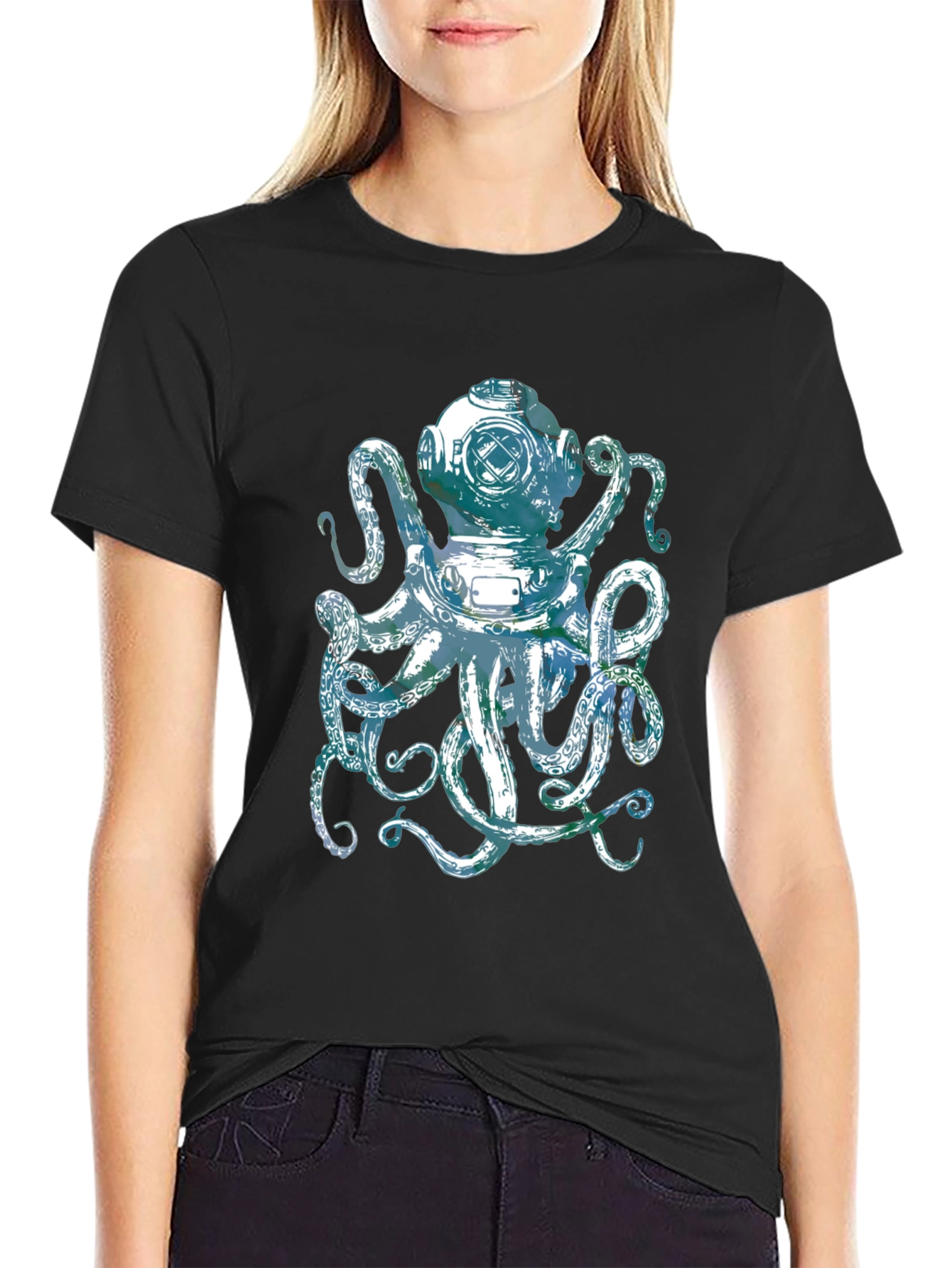 Octopus Diver Helmet Graphic Tee