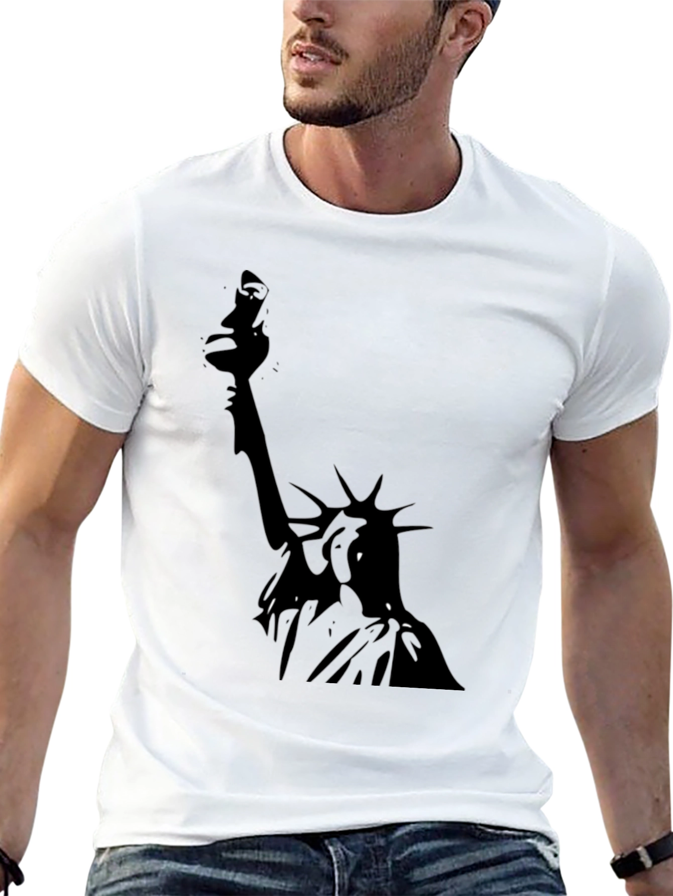 Statue of Liberty Graphic Tee - Black Cotton T-Shirt
