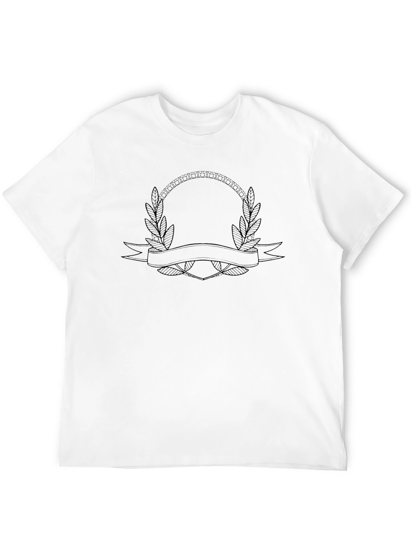 Black T-Shirt with Laurel Wreath Graphic
