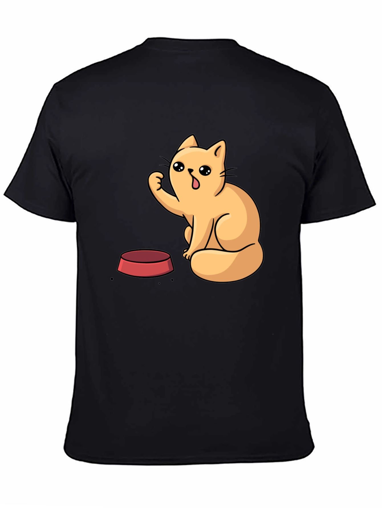 Cute Cartoon Cat T-Shirt - Black
