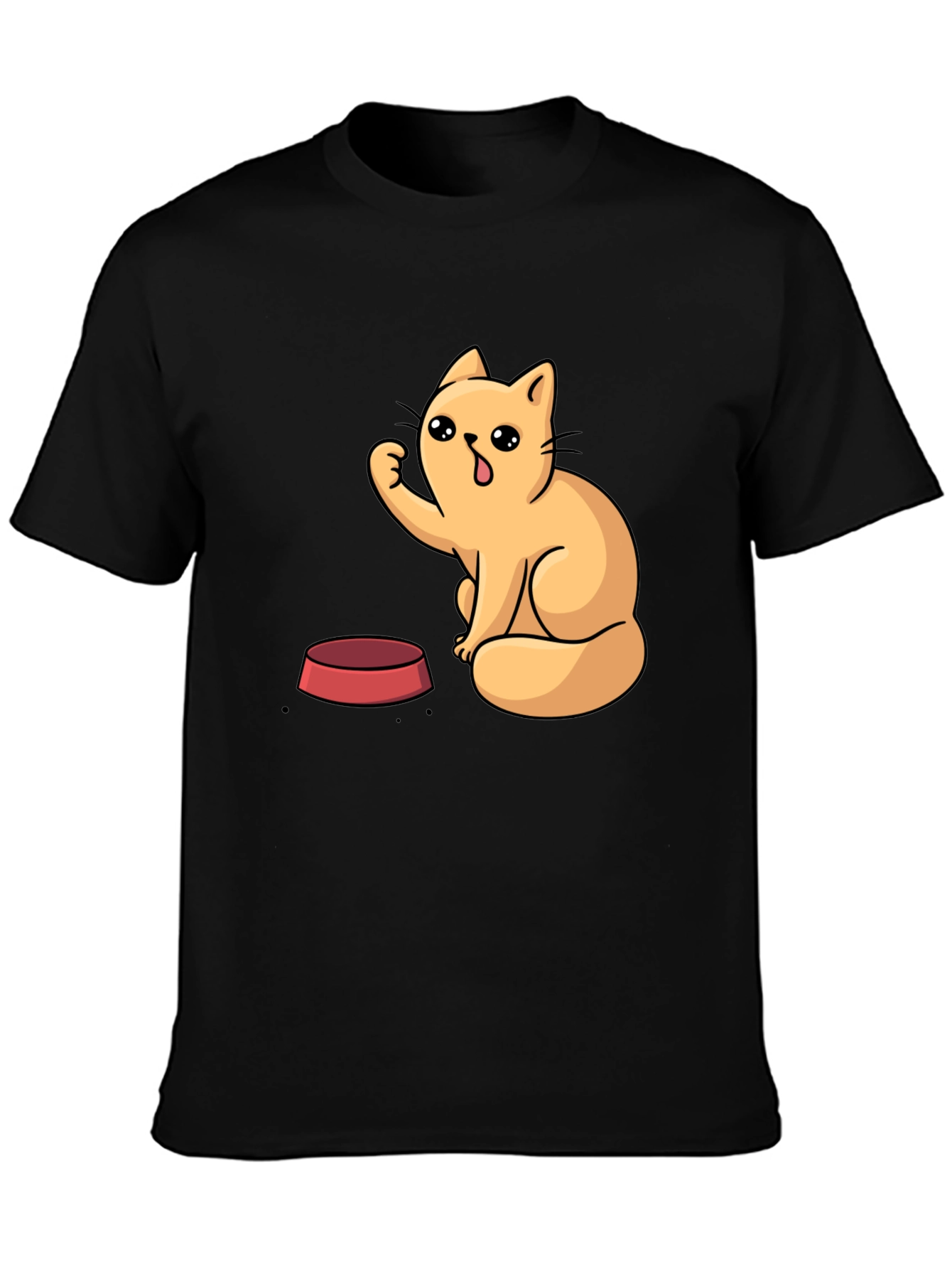 Cute Cartoon Cat T-Shirt - Black
