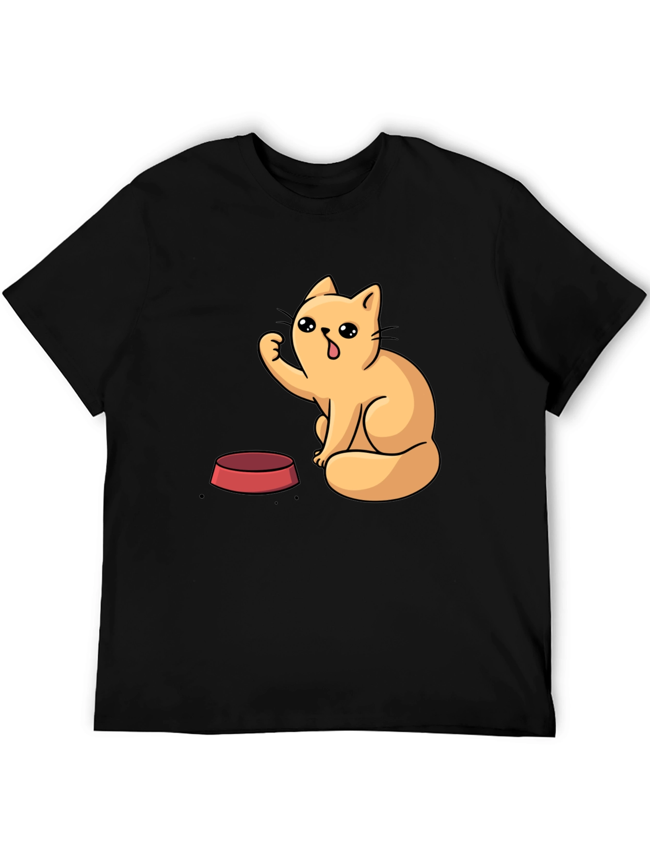 Cute Cartoon Cat T-Shirt - Black