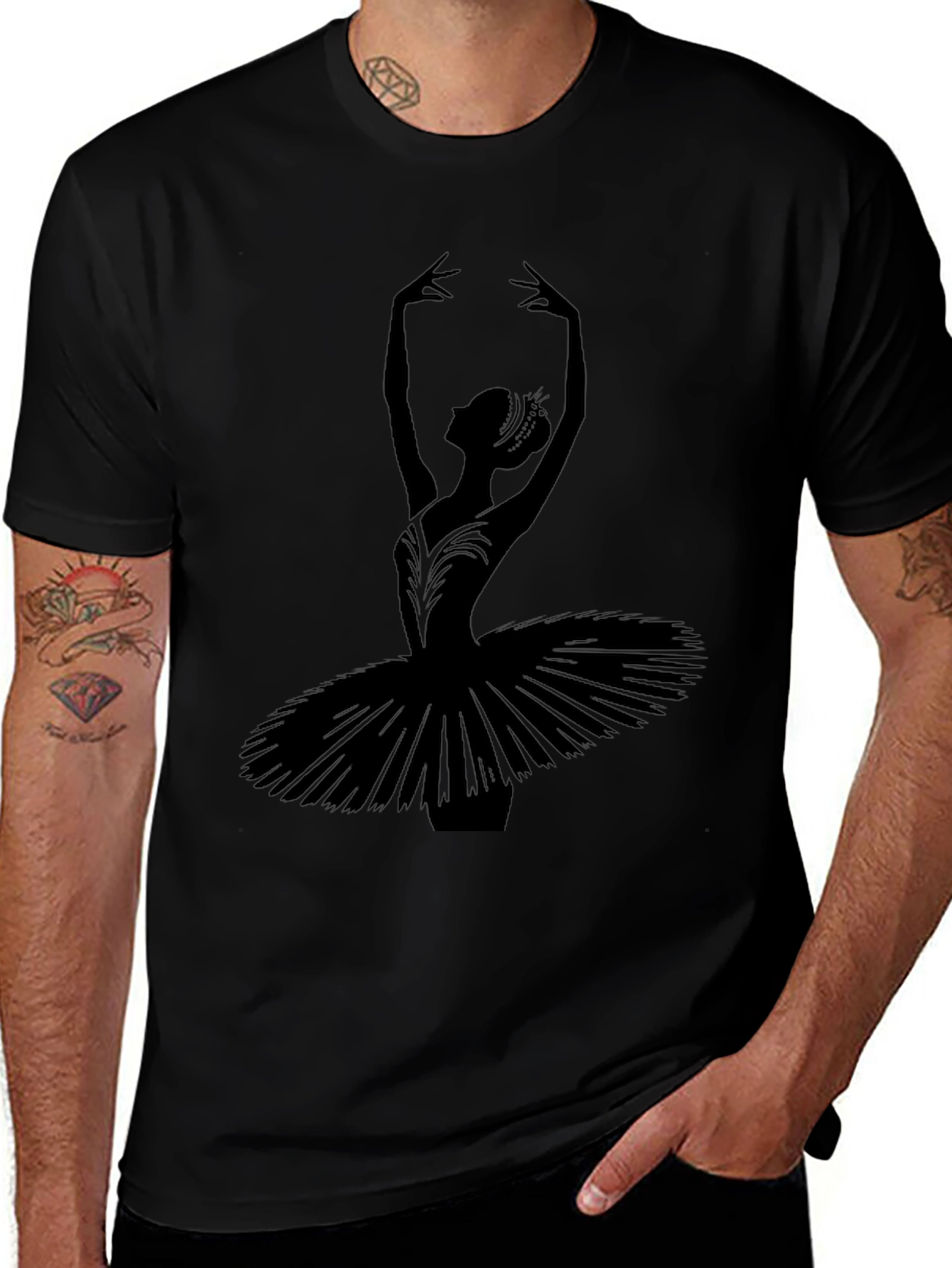 Ballerina Silhouette Graphic Tee - Elegant Dance Shirt
