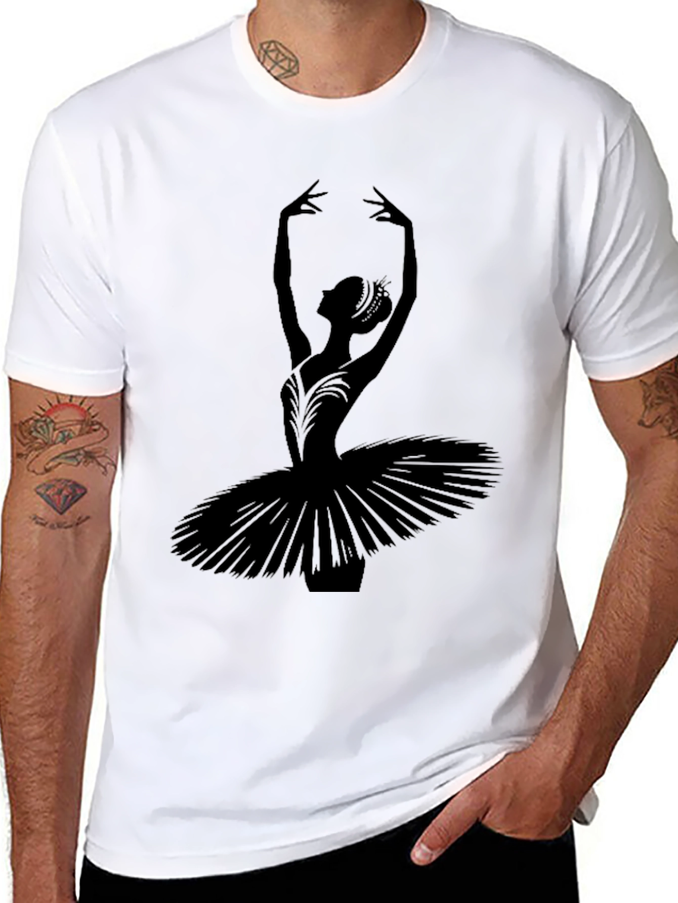 Ballerina Silhouette Graphic Tee - Elegant Dance Shirt