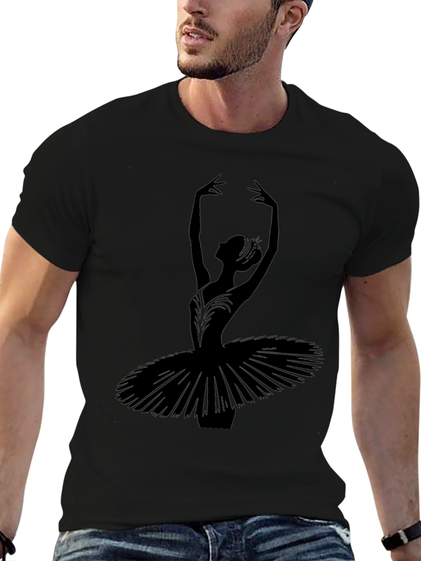 Ballerina Silhouette Graphic Tee - Elegant Dance Shirt