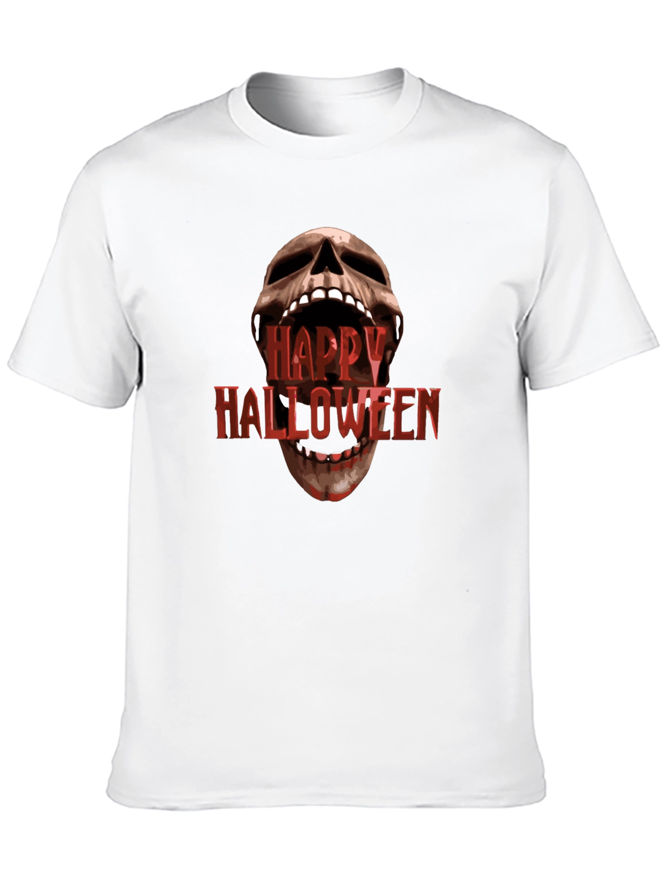 Happy Halloween Skull Graphic Black T-Shirt