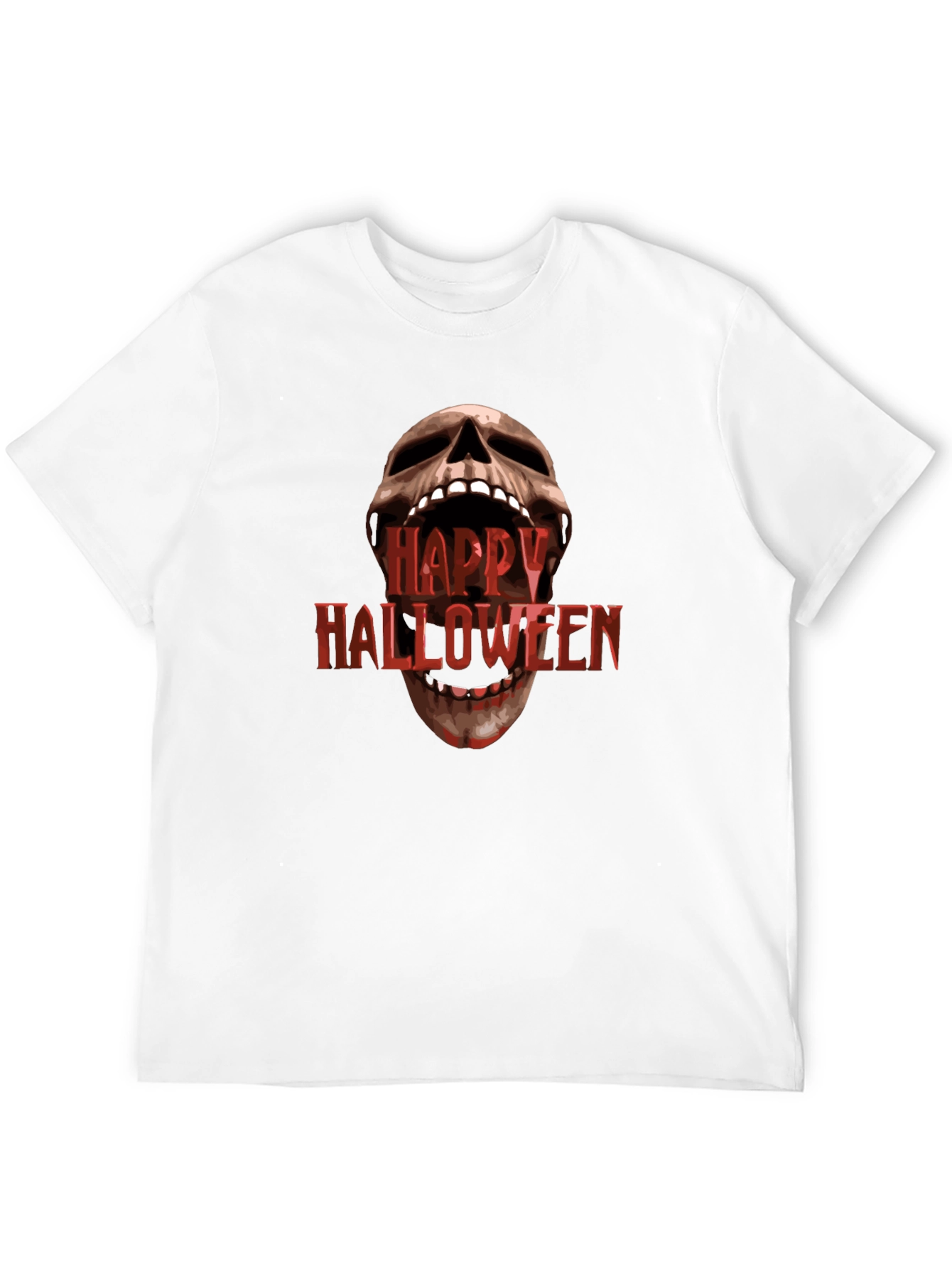 Happy Halloween Skull Graphic Black T-Shirt