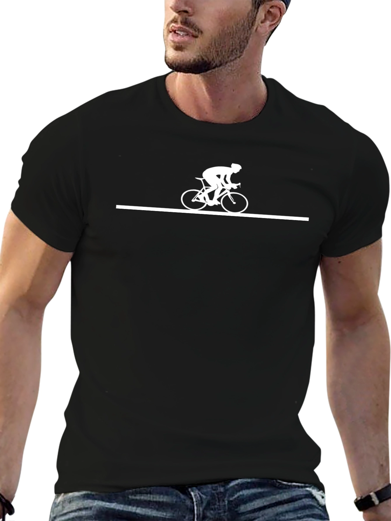 Cycling Silhouette T-Shirt - Sleek Black Tee