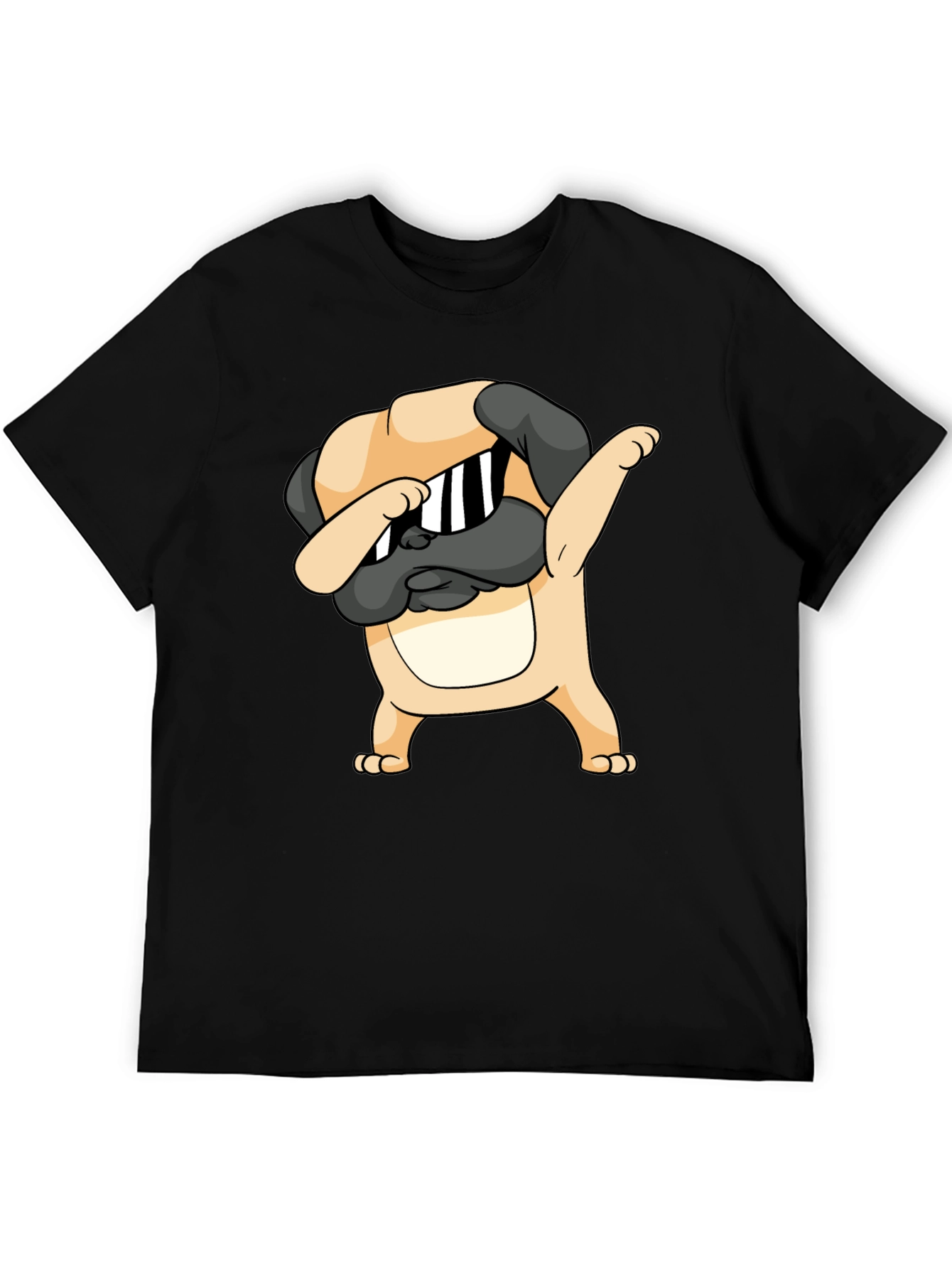 Dabbing Pug Graphic Black T-Shirt
