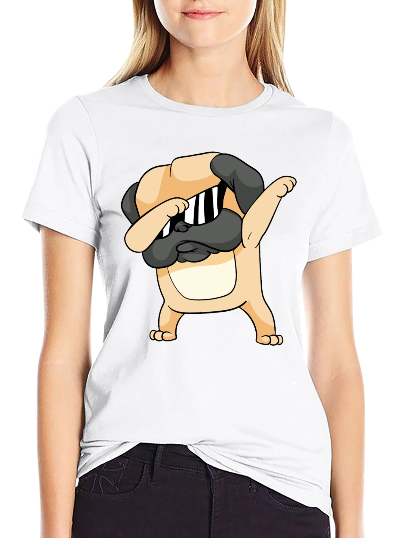 Dabbing Pug Graphic Black T-Shirt