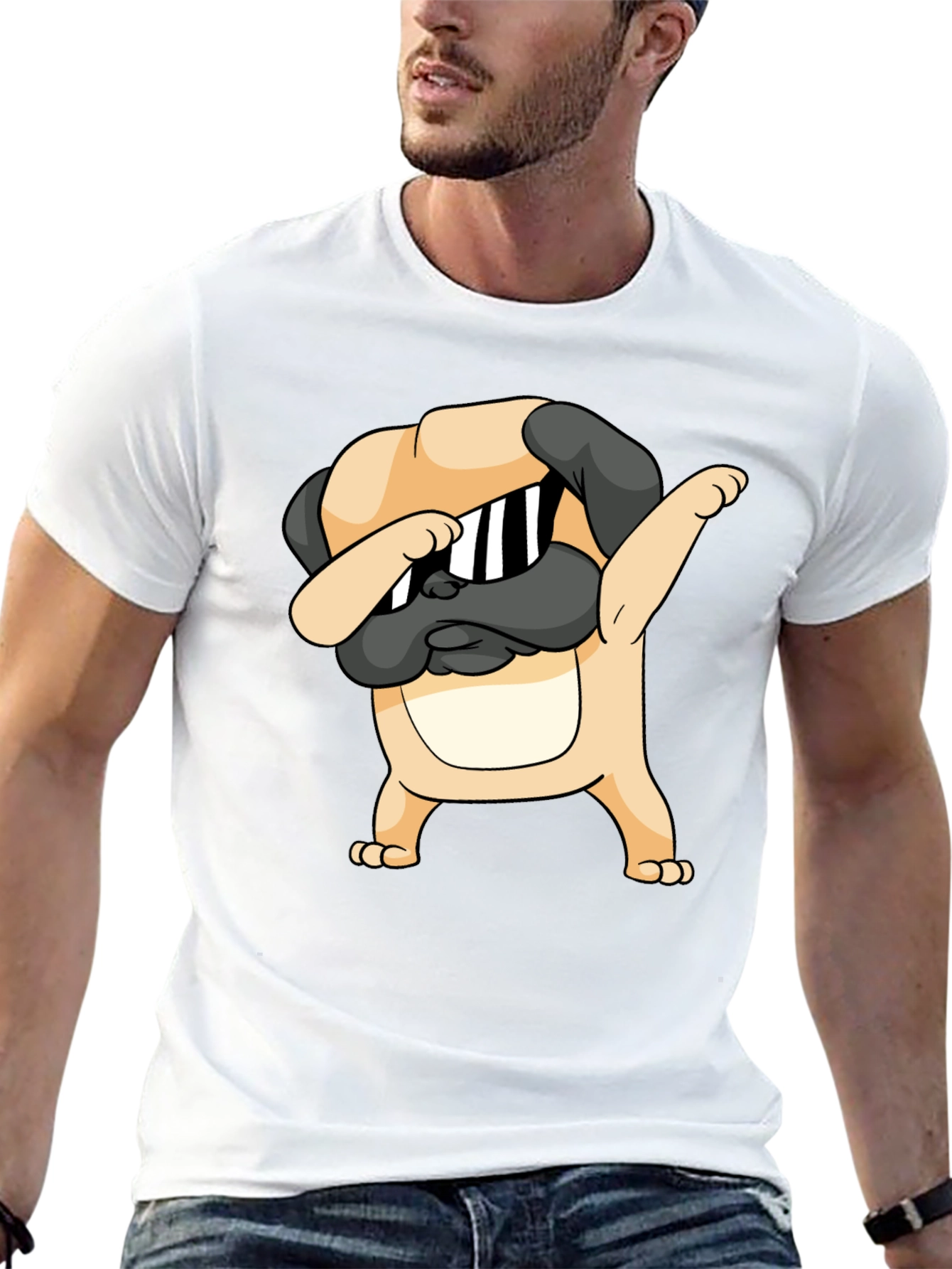 Dabbing Pug Graphic Black T-Shirt