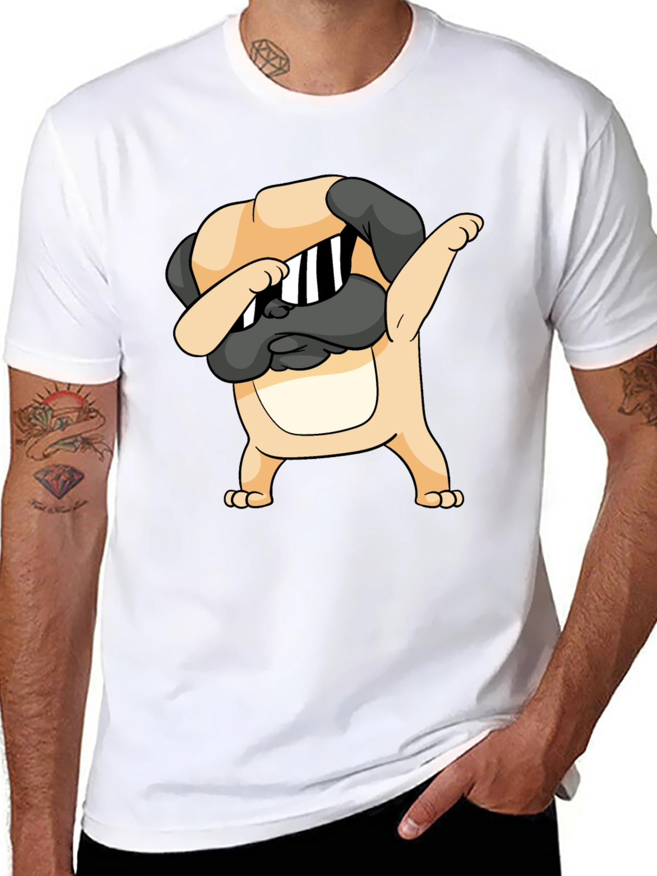 Dabbing Pug Graphic Black T-Shirt