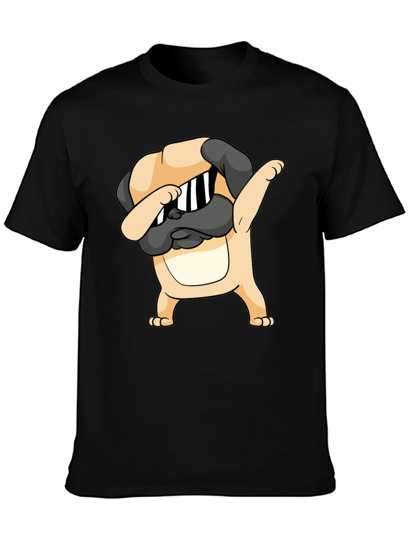 Dabbing Pug Graphic Black T-Shirt