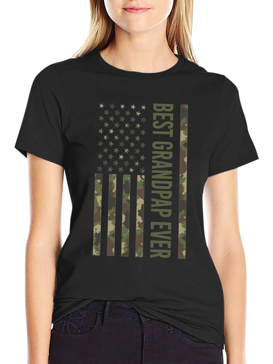 Best Grandpap Ever Camo American Flag Graphic T-Shirt