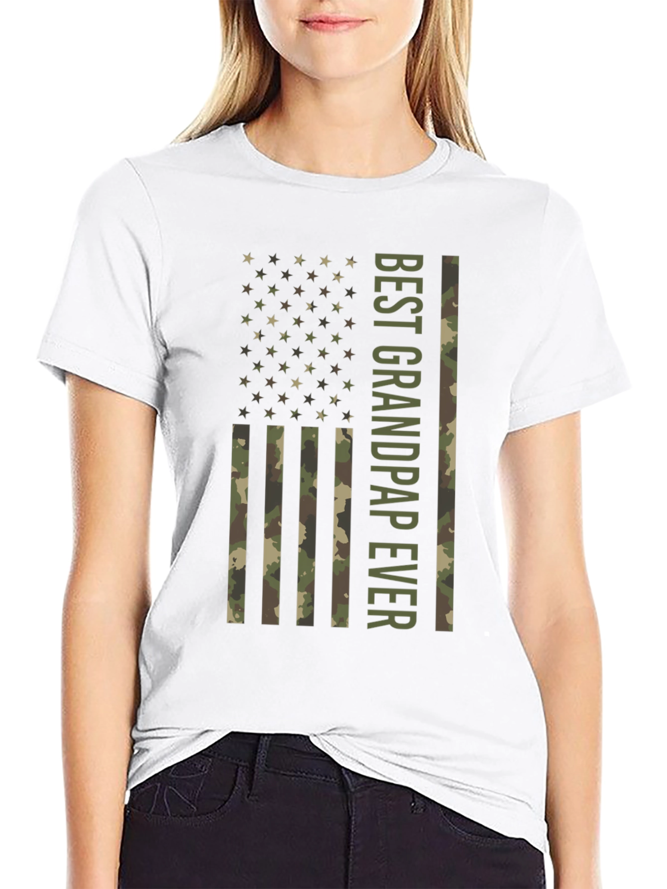 Best Grandpap Ever Camo American Flag Graphic T-Shirt