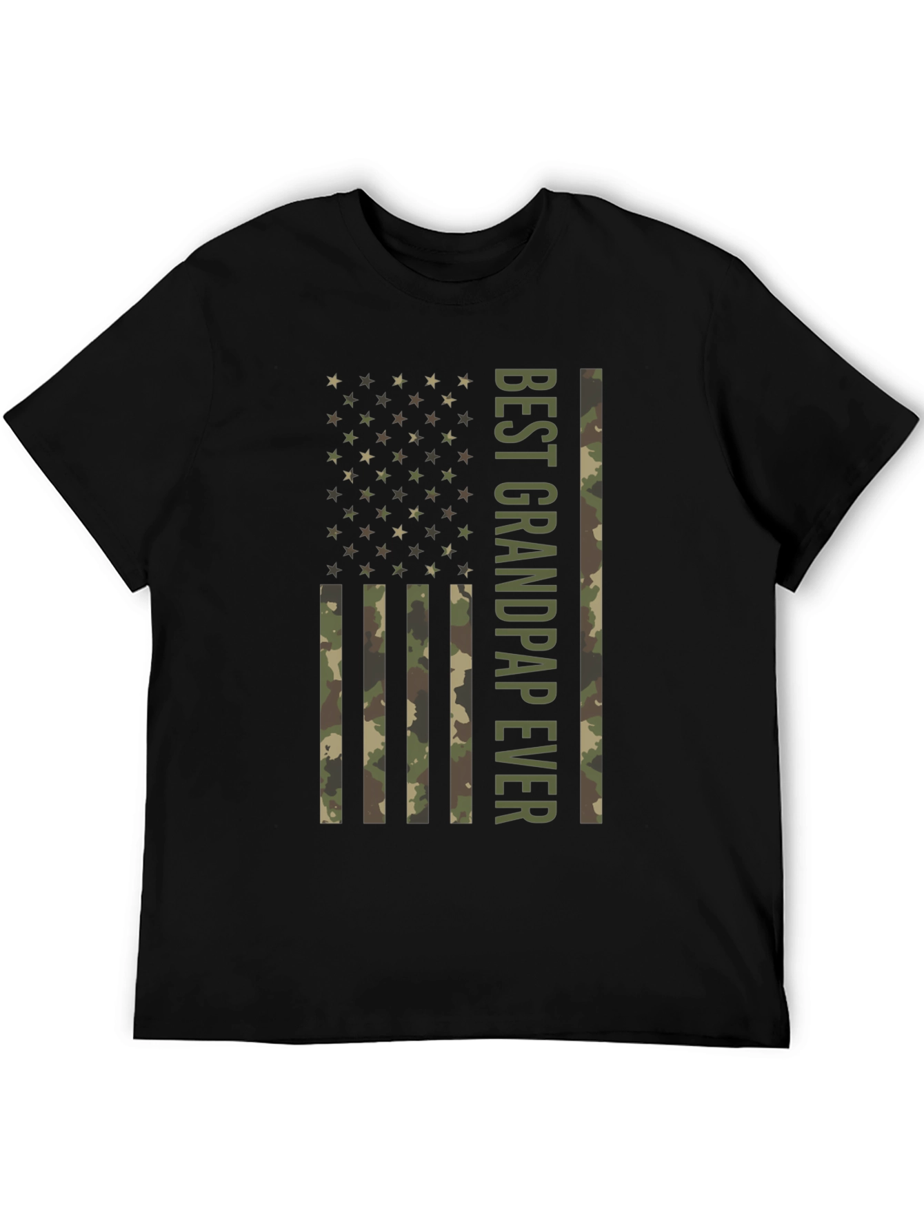 Best Grandpap Ever Camo American Flag Graphic T-Shirt