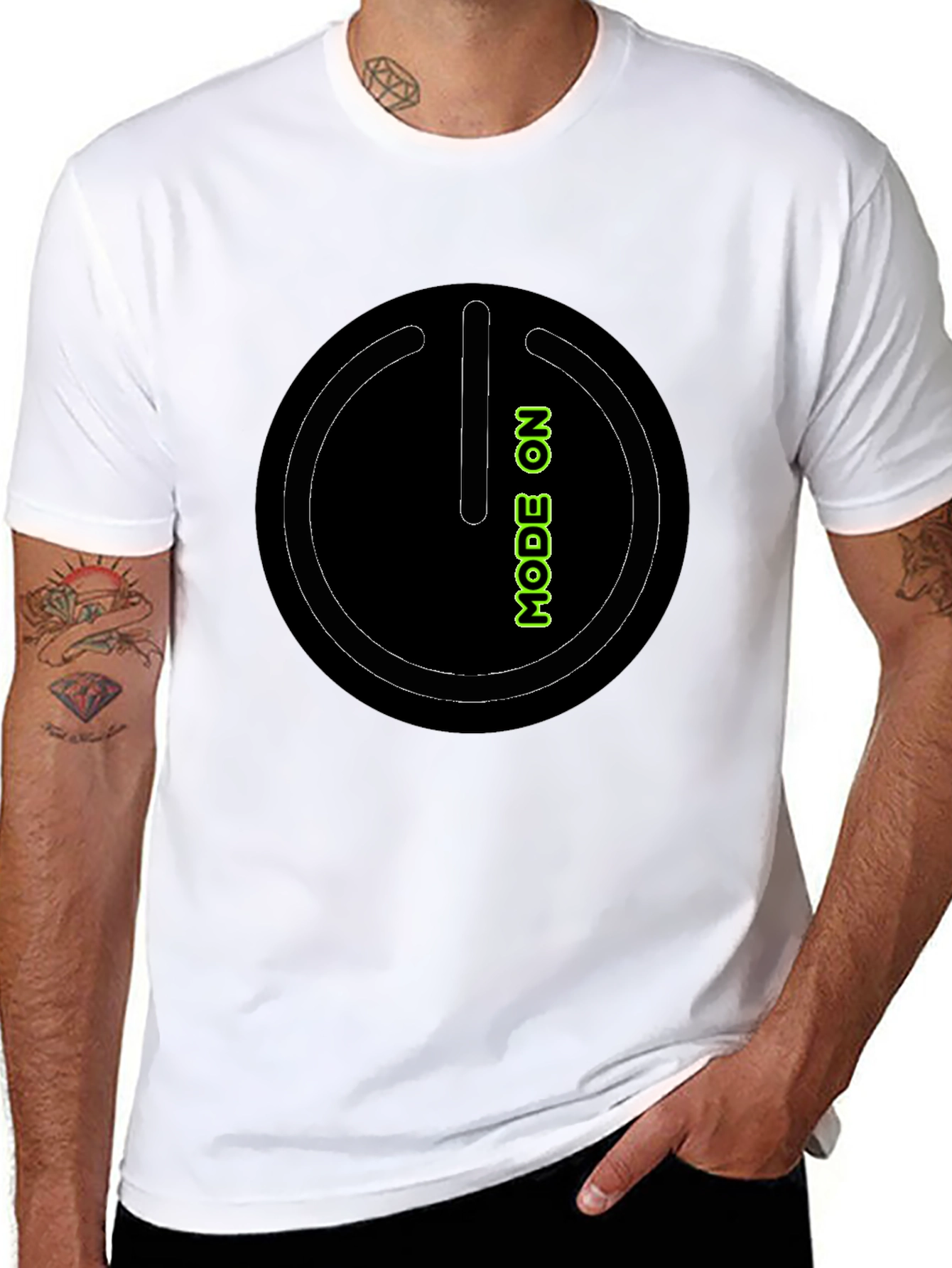 Mode On Black Graphic Tee