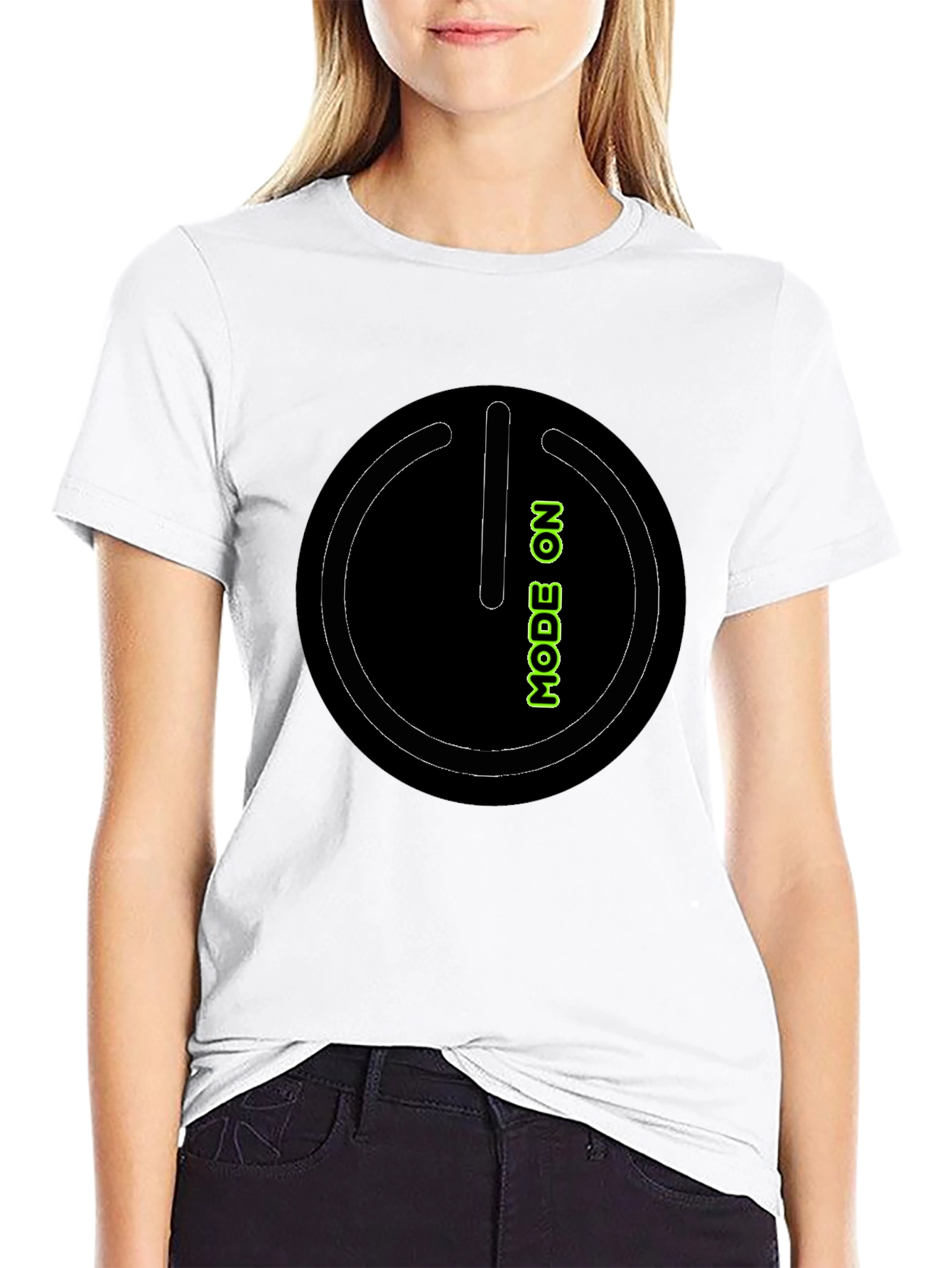 Mode On Black Graphic Tee