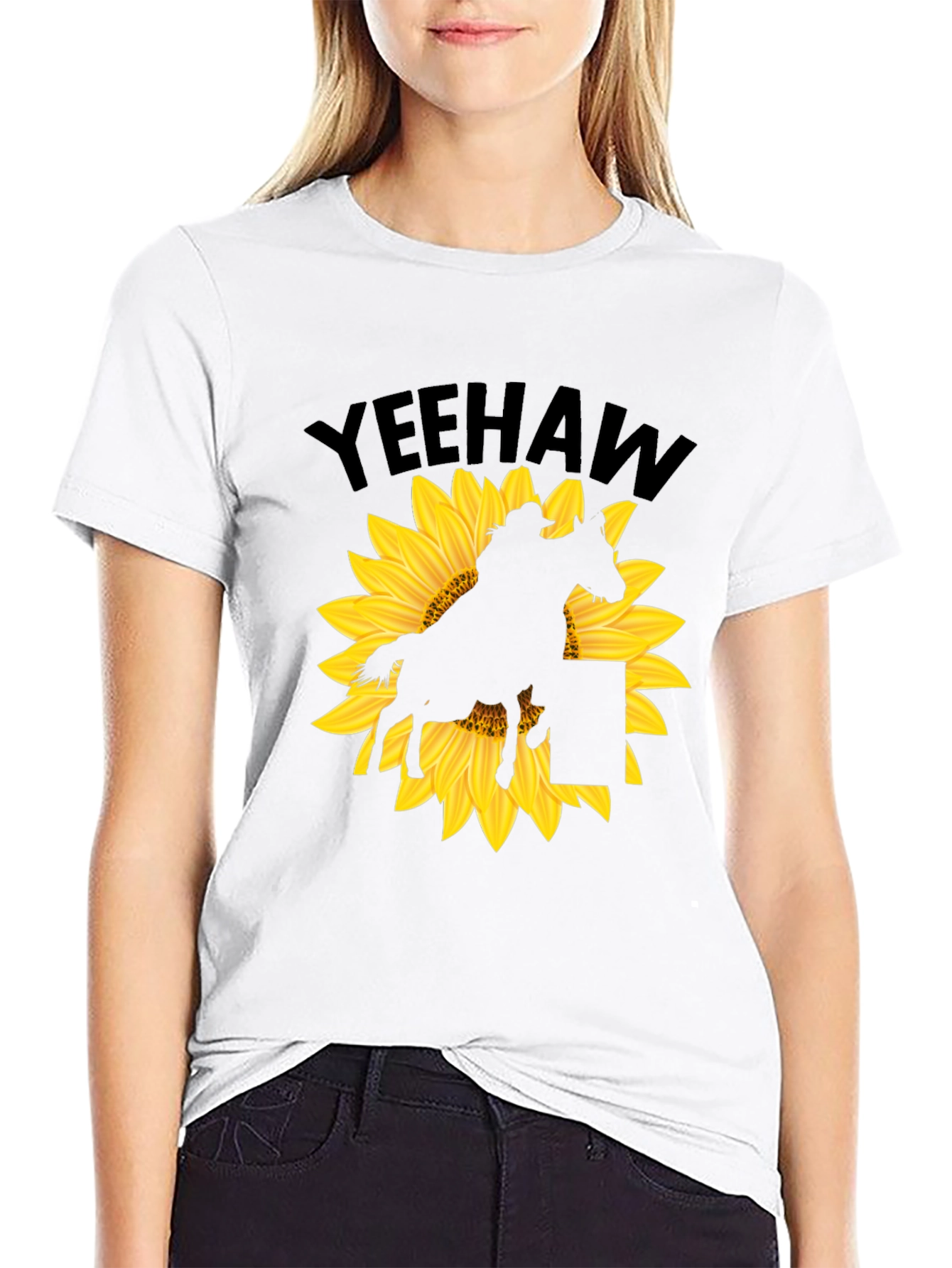 Yeehaw Sunflower Rodeo Rider Graphic T-Shirt