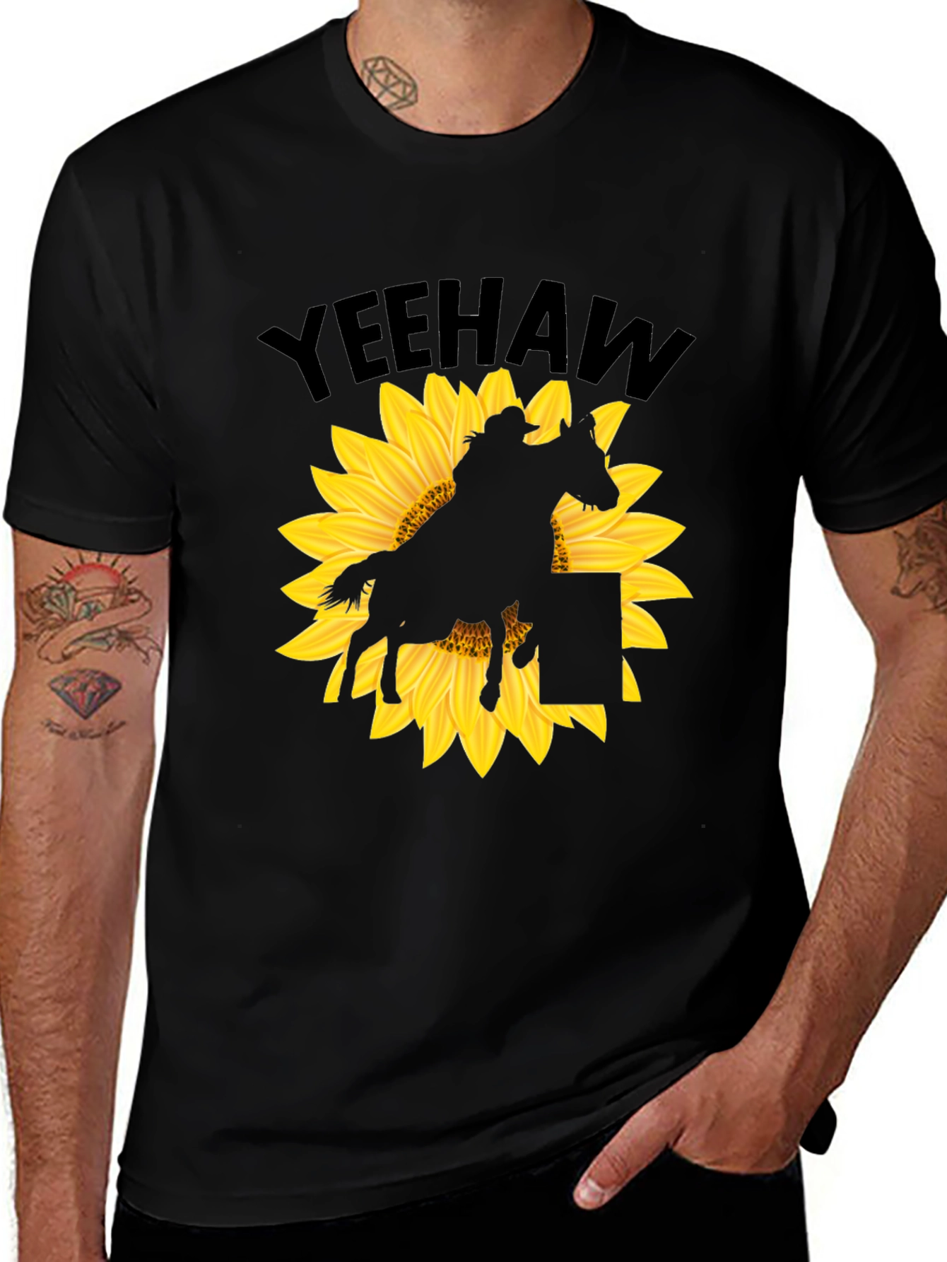 Yeehaw Sunflower Rodeo Rider Graphic T-Shirt