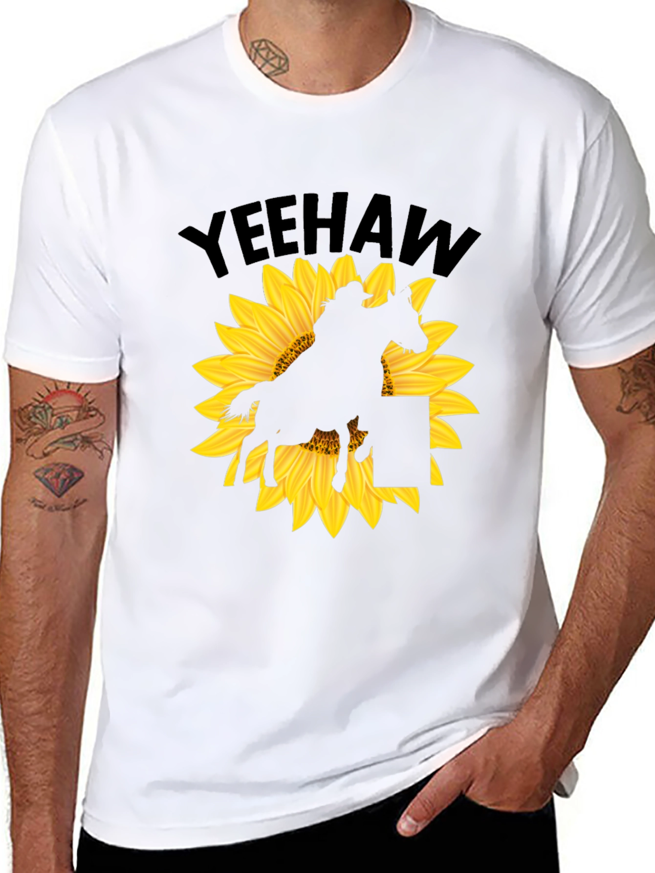 Yeehaw Sunflower Rodeo Rider Graphic T-Shirt