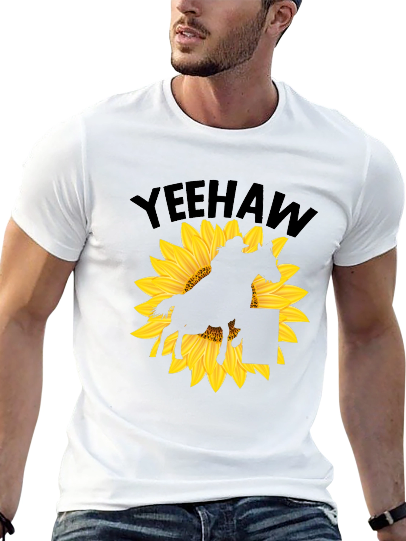 Yeehaw Sunflower Rodeo Rider Graphic T-Shirt