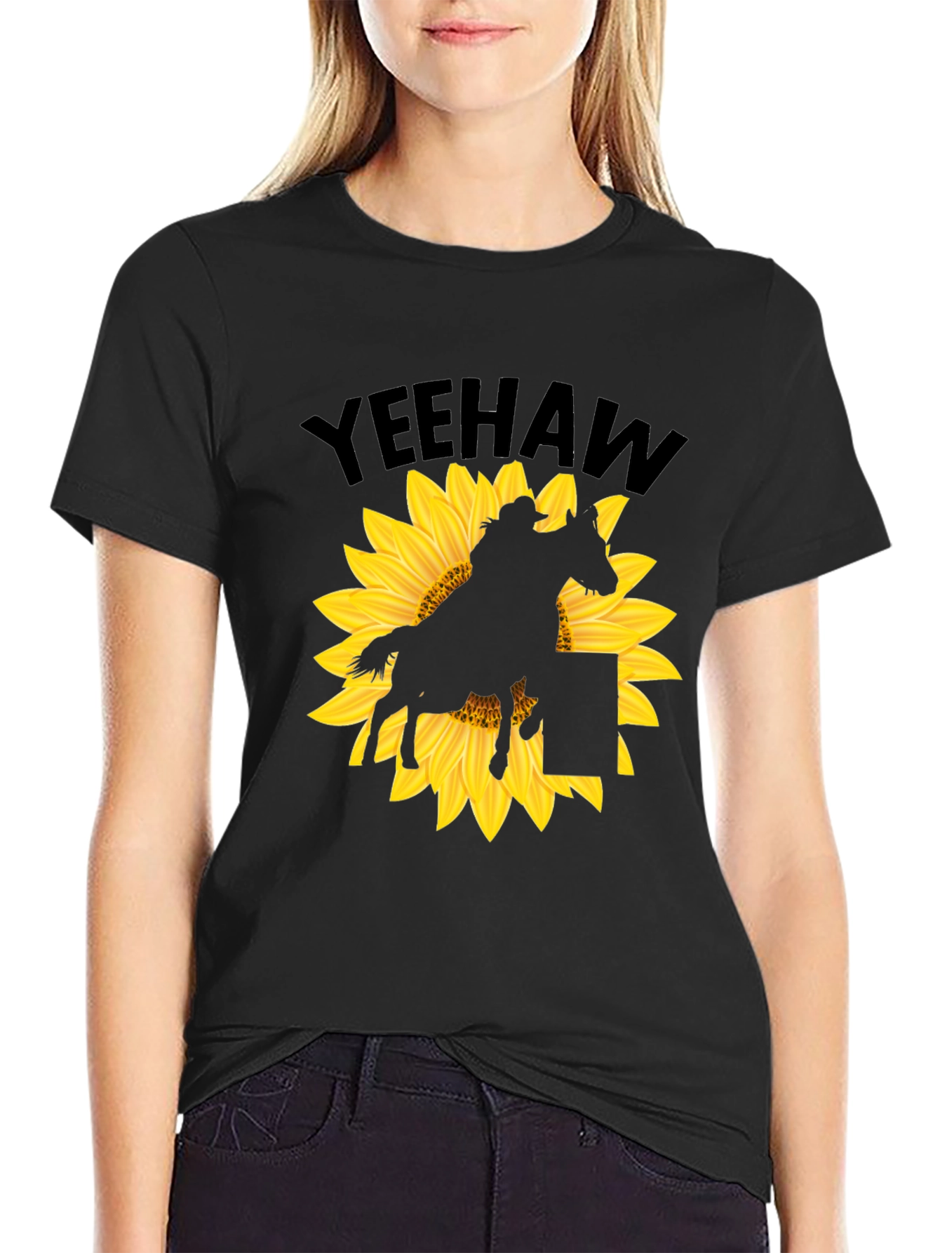 Yeehaw Sunflower Rodeo Rider Graphic T-Shirt