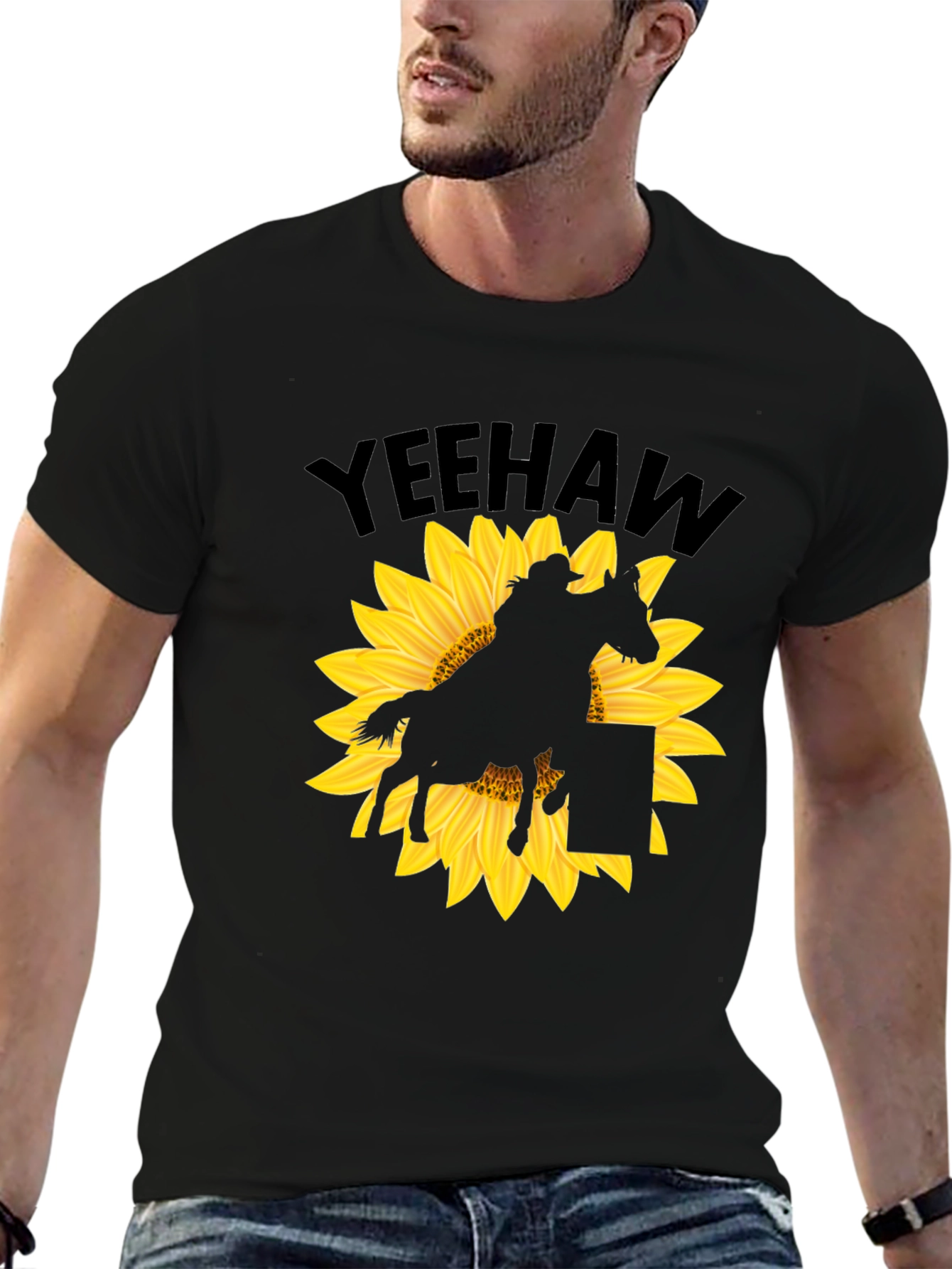 Yeehaw Sunflower Rodeo Rider Graphic T-Shirt