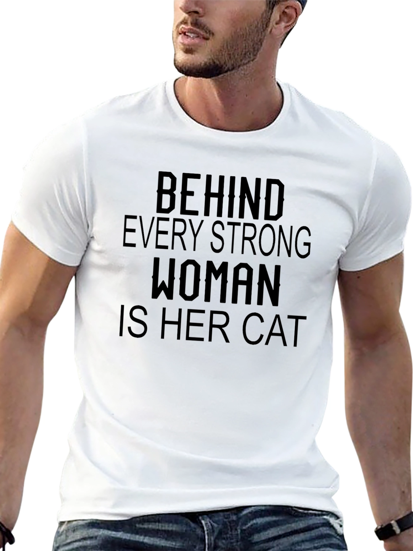 Behind Every Strong Woman Cat T-Shirt
