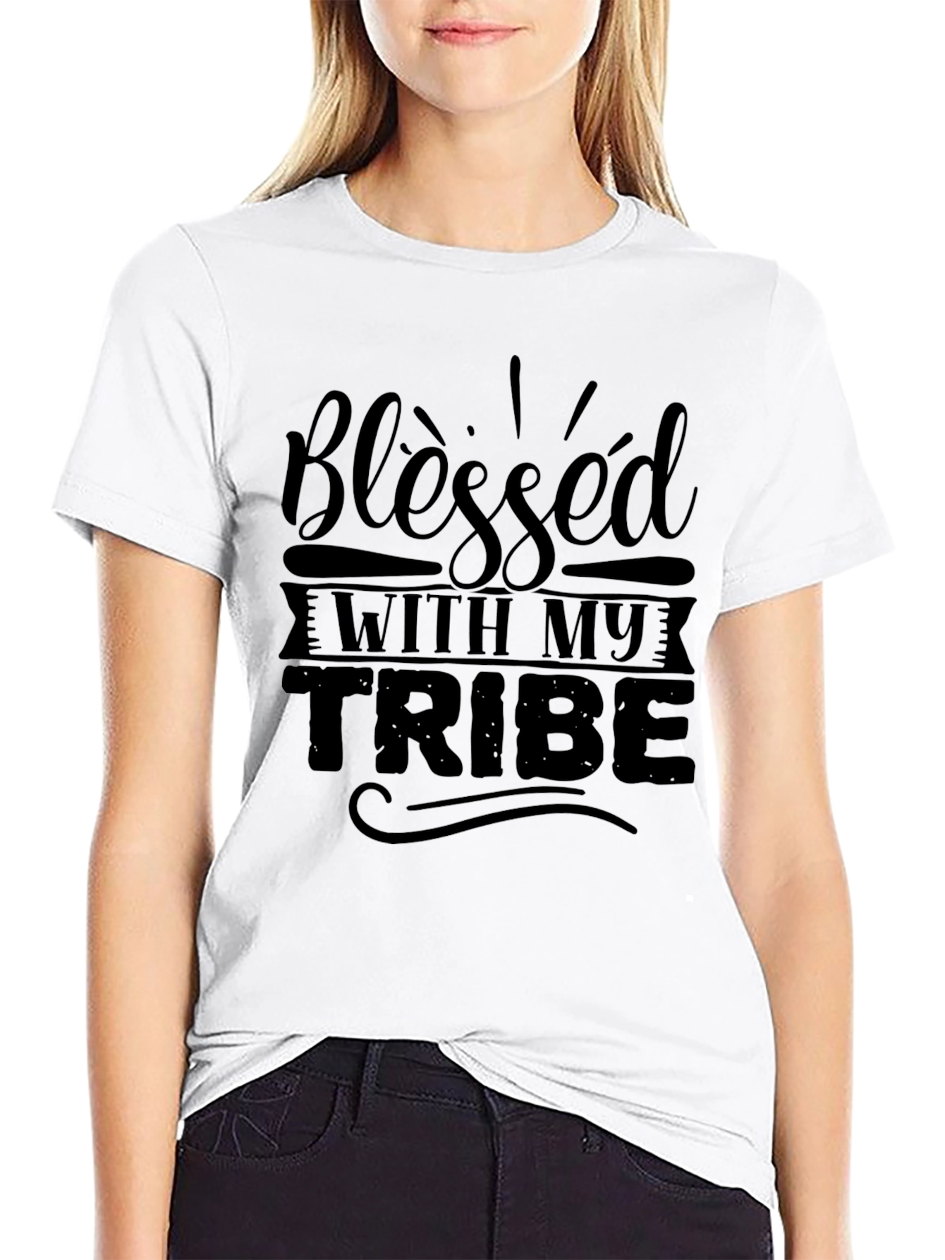 Blessed With My Tribe Black Graphic Tee