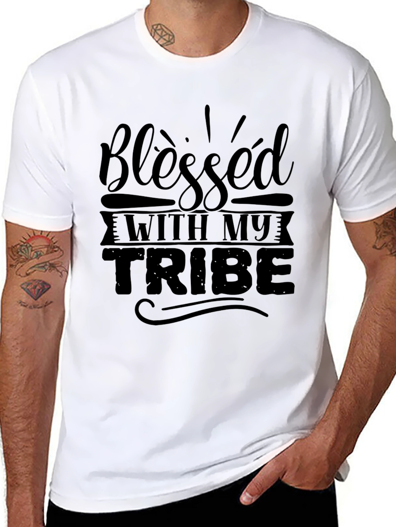Blessed With My Tribe Black Graphic Tee